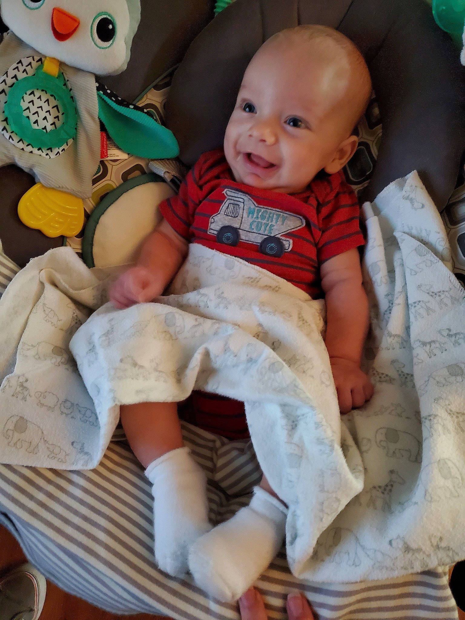 Laine joined the competition — help win amazing prizes! baby, baby_products, cheek, child, person, play, product, room, sibling, skin, smile, stuffed_toy, toddler, toy