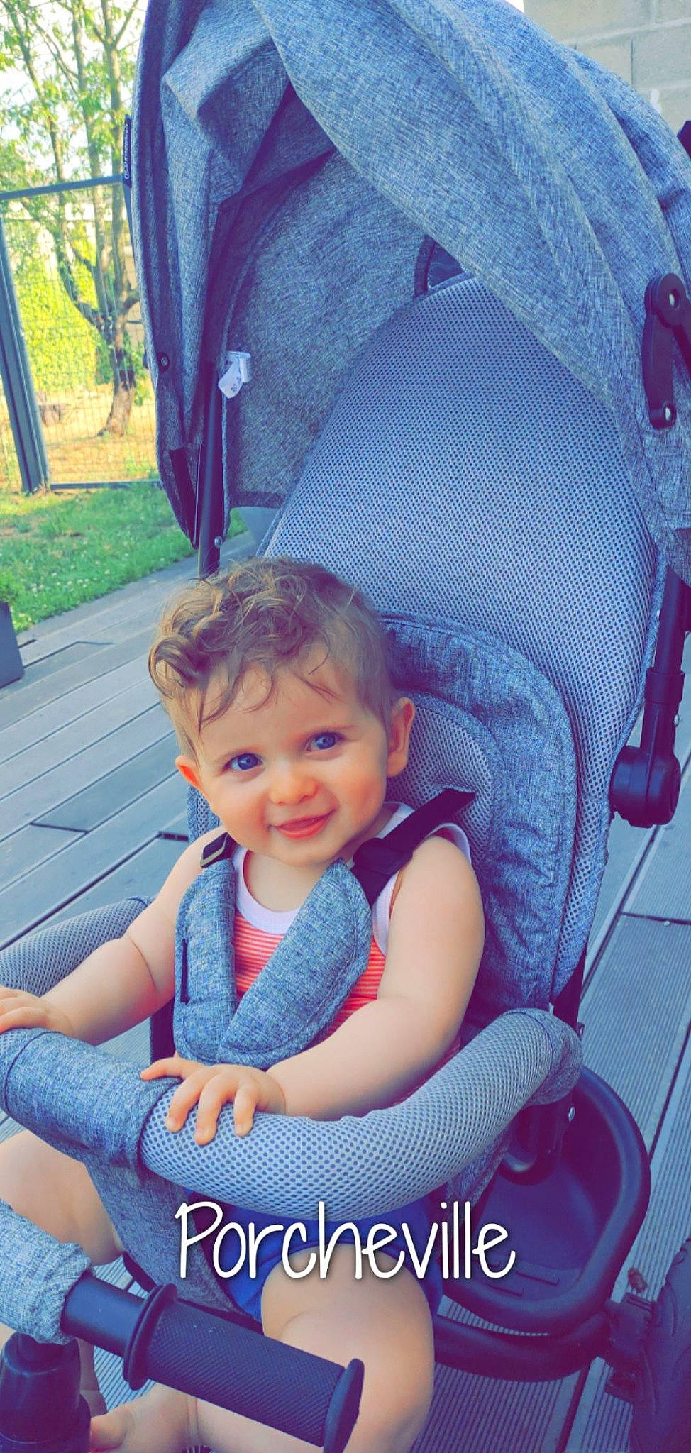 Aaron participe au concours pour gagner de l'argent avec cette photo : baby, baby_carriage, baby_toddler_clothing, blue, child, comfort, cool, facial_expression, hairstyle, happy, joy, organ, people, person, photograph, plant, product, purple, smile, toddler