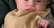 Coleson is registered to the contest to win money with this photo: baby, bib, child, closeup, clothing, cuddly, cute, expression, eyes, face, hand, head, indoors, infant, newborn, person, portrait, skin, soft, young