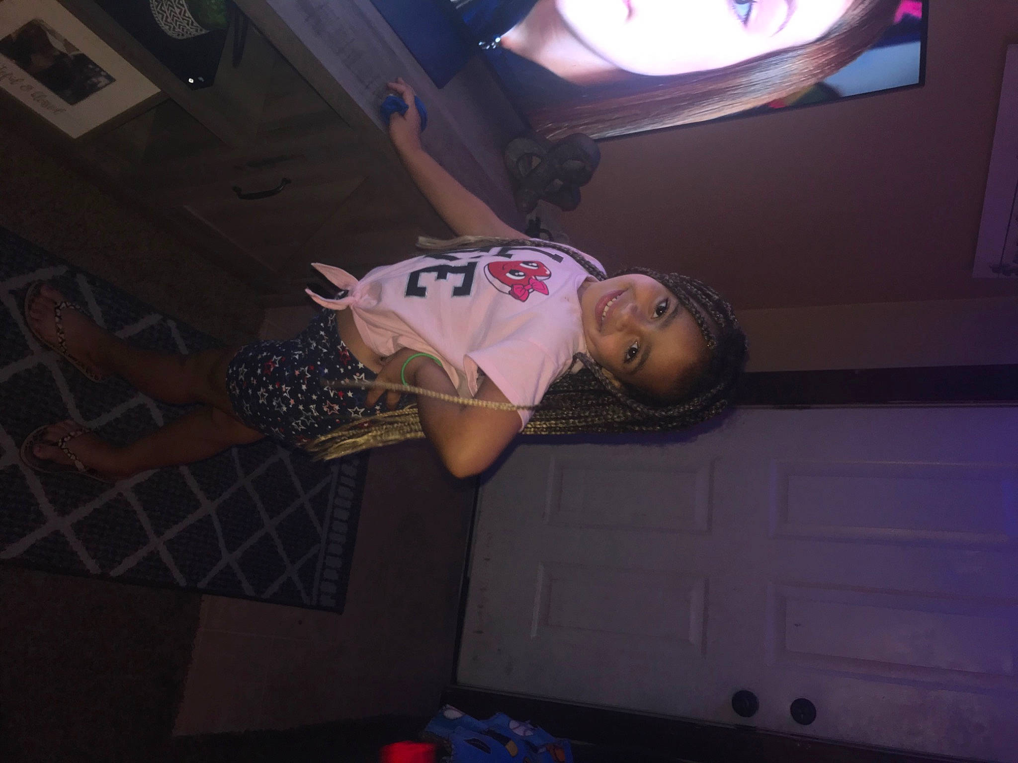 Malaya is registered to the contest to win money with this photo: ceiling, child, darkness, entertainment, event, flash_photography, flooring, fun, hat, joy, lighting, luxury_vehicle, magenta, night, person, room, sky, space, t_shirt, toddler