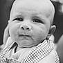 Waylon joined the competition — help win amazing prizes! baby, infant, close_up, black_and_white, portrait, face, eyes, clothing, checkered, cute, expression, head, skin, person, child, young, outdoor, soft_light, focus, baby_clothes