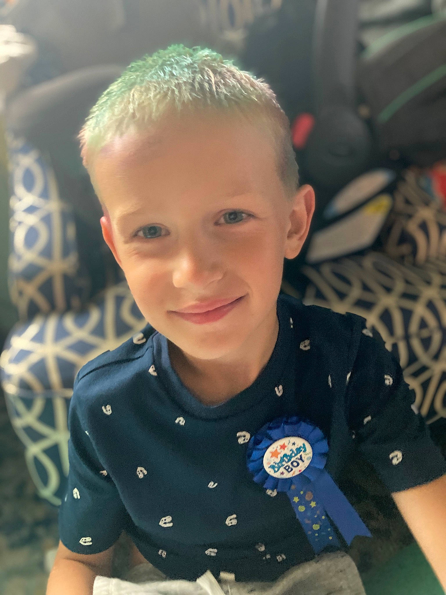 Parker joined the competition — help win amazing prizes! blond, cheek, child, chin, cool, eye, face, facial_expression, forehead, hairstyle, happy, iris, joy, nose, organ, person, skin, sleeve, smile, standing