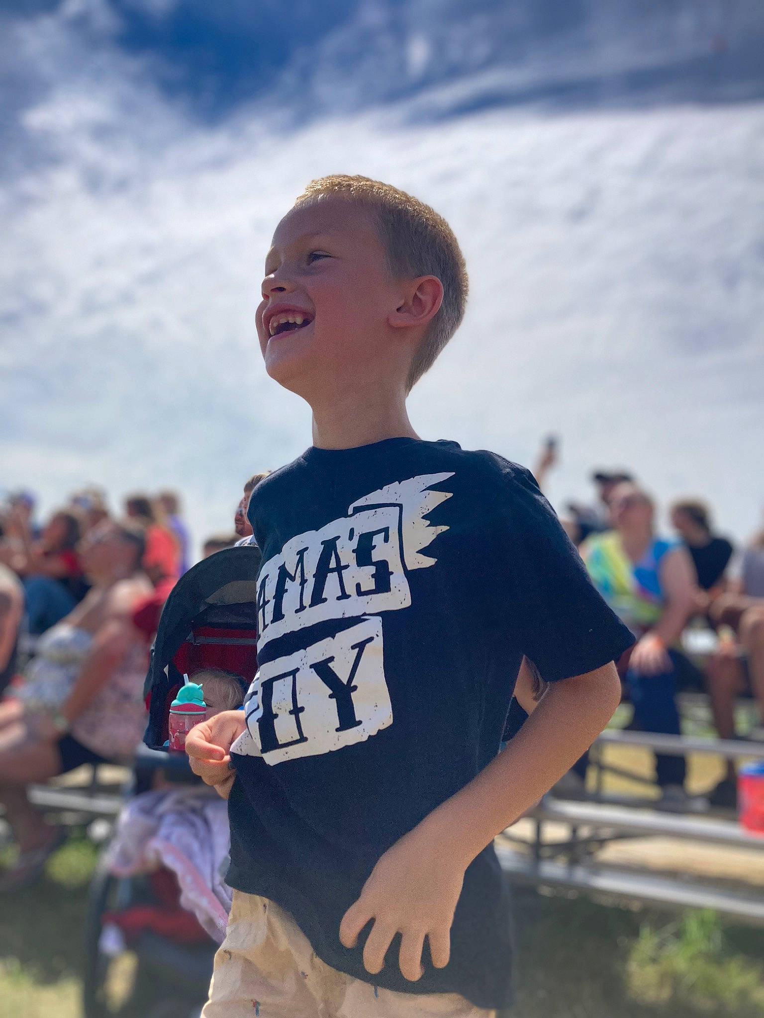 Parker joined the competition — help win amazing prizes! child, cloud, crowd, electric_blue, event, eyewear, flash_photography, fun, grass, happy, joy, leisure, person, recreation, sky, sleeve, smile, street, t_shirt, top