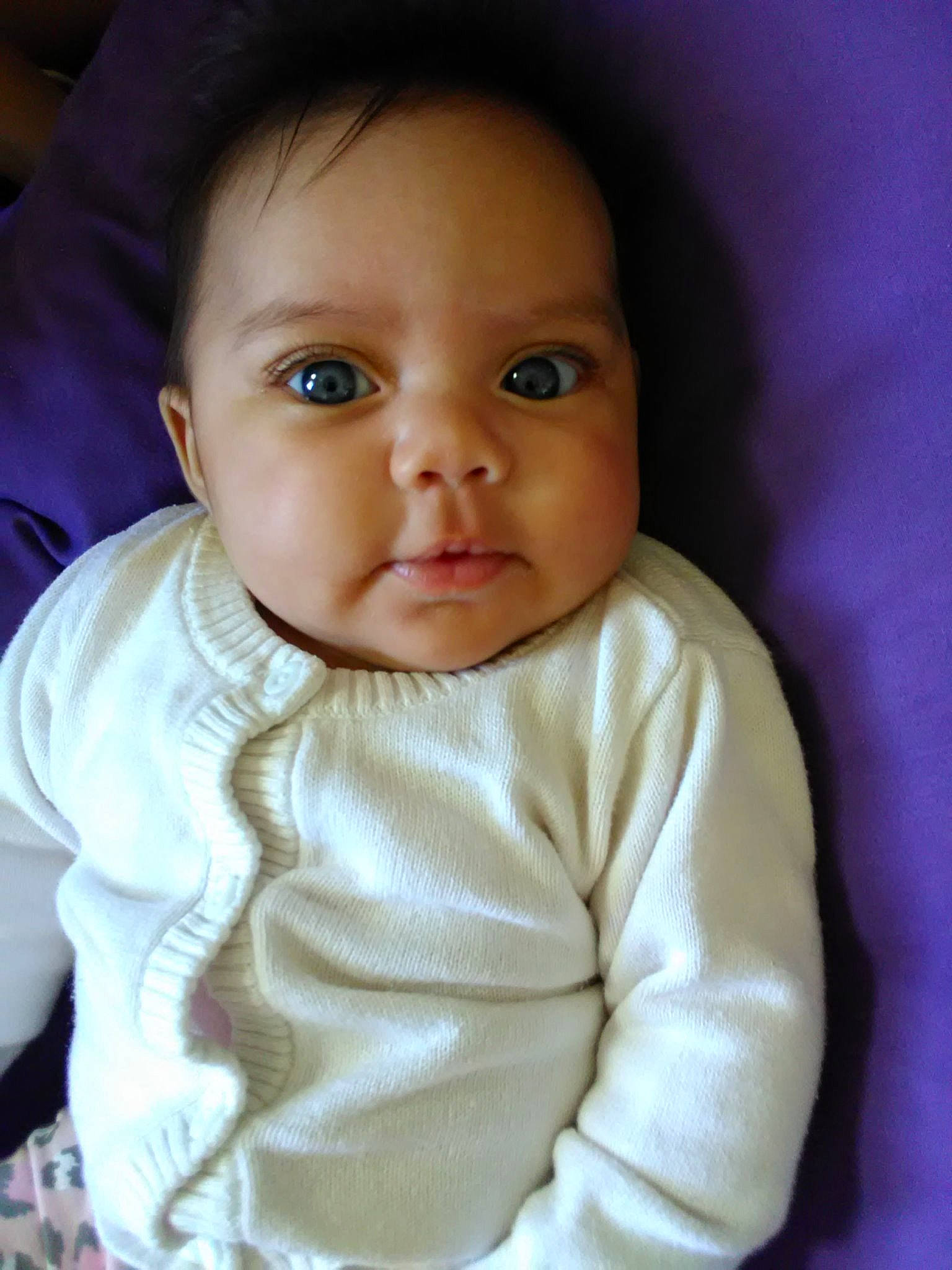 Jaylani is registered to the contest to win money with this photo: baby, cheek, child, chin, eye, face, forehead, head, iris, lip, nose, person, skin, smile, toddler