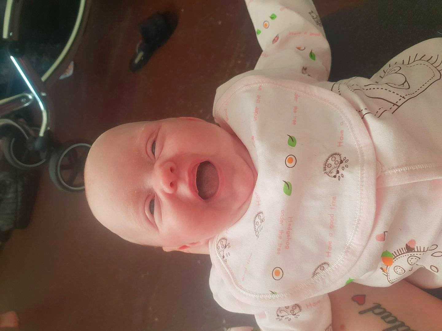 Ezmae joined the competition — help win amazing prizes! baby, baby_products, baby_toddler_clothing, cheek, child, facial_expression, fun, happy, head, mouth, nose, person, pink, product, skin, sleeve, smile, textile, toddler, toy