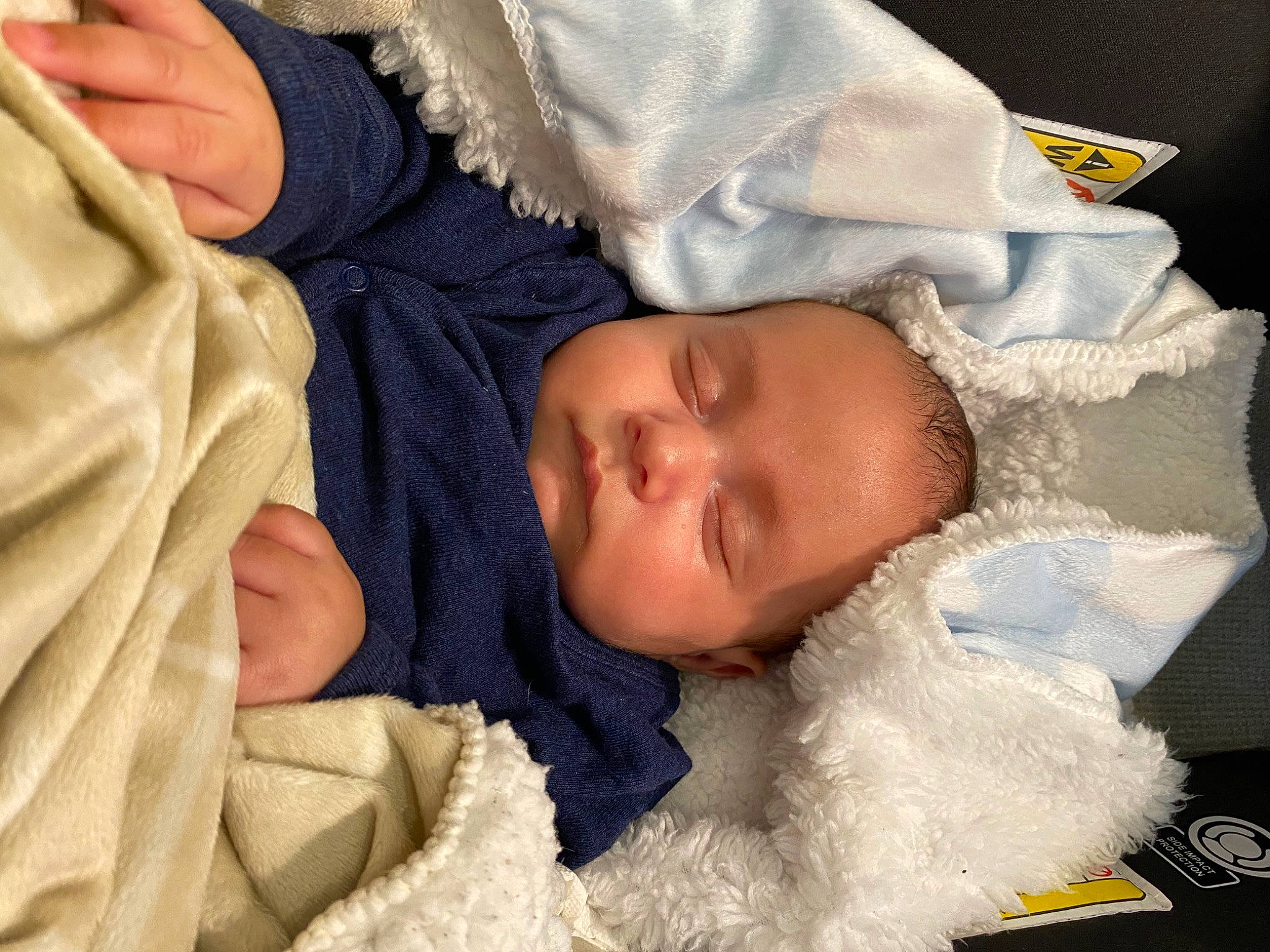 Owen is registered to the contest to win money with this photo: baby, baby_products, baby_sleeping, baby_toddler_clothing, bedtime, cheek, child, comfort, fur, hat, linens, nap, pattern, person, product, room, skin, sleep, textile, thumb