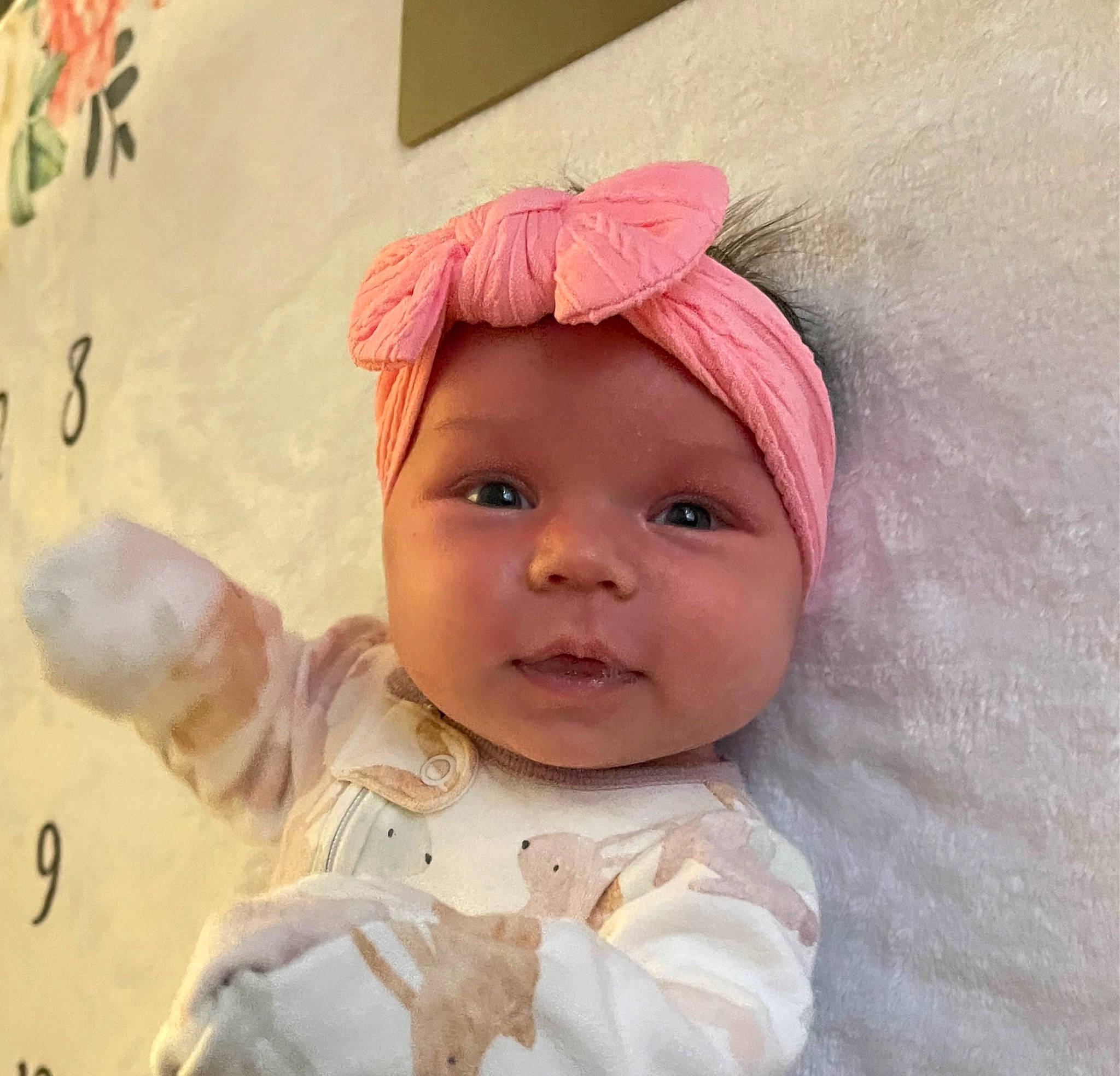 Amelia joined the competition — help win amazing prizes! baby, baby_toddler_clothing, cap, cheek, child, chin, eye, eyebrow, eyelash, happy, head, headgear, headpiece, headwear, lip, person, pink, skin, sleeve, smile