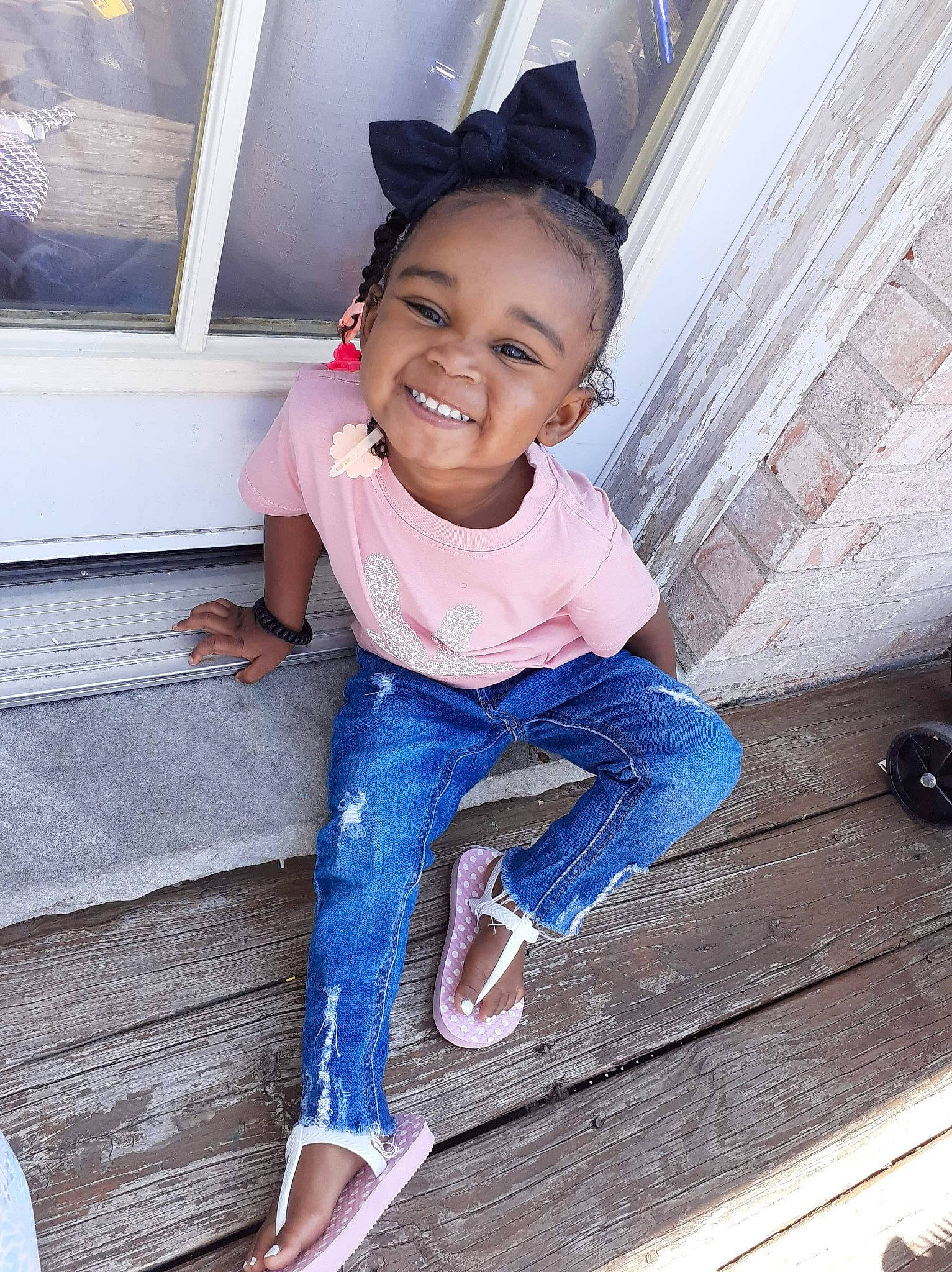 Raine joined the competition — help win amazing prizes! beauty, blue, child, cool, denim, facial_expression, footwear, fun, happy, head, headgear, jeans, joy, leg, nose, people, person, skin, smile, textile