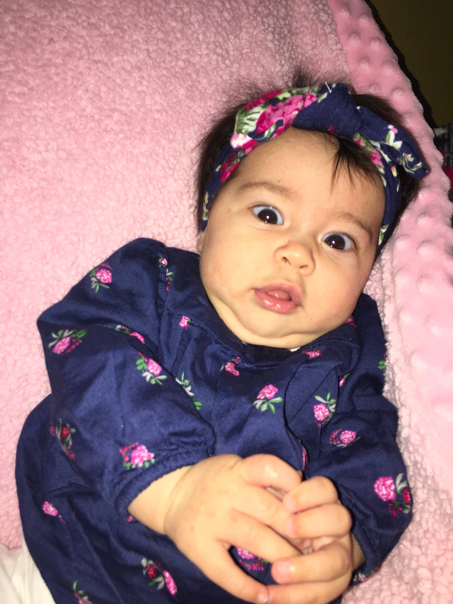 Rebekah is registered to the contest to win money with this photo: cheek, child, cool, day, eye, fun, girl, hair_accessory, head, headgear, infant, iris, outerwear, person, pink, product, purple, skin, smile, textile