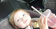 Alex joined the competition — help win amazing prizes! toddler, child, car_seat, blue_eyes, holding, drink, straw, cup, car_interior, seatbelt, graco, clothing, person, portrait, young_child, infant, baby, cute, smile, hand