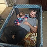 Alex joined the competition — help win amazing prizes! man, child, toddler, playpen, blanket, carpet, pajamas, indoor, home, smile, interaction, floor, furniture, relaxing, beard, casual_clothing, toy, parent, family, happy