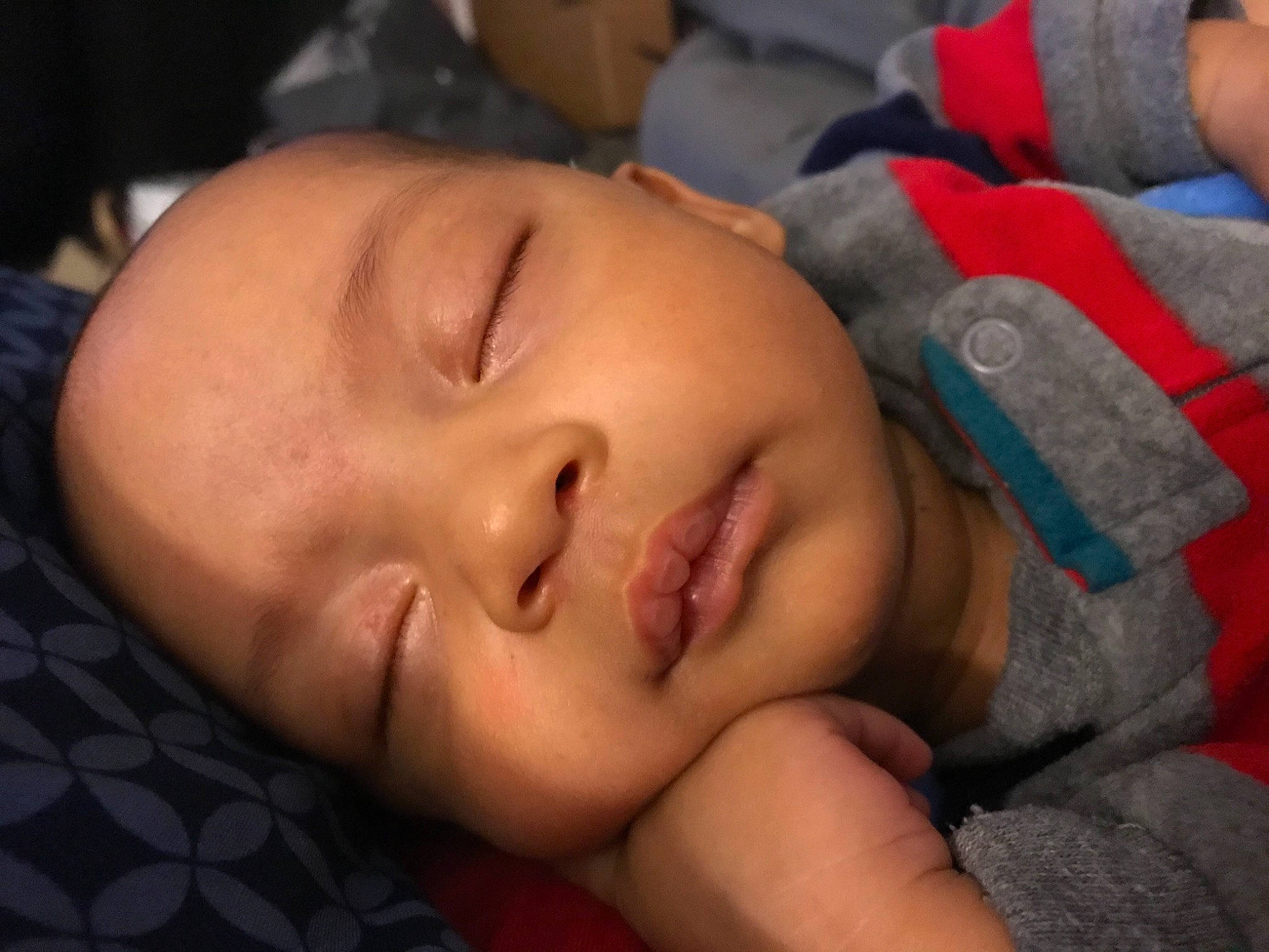 Dimitri is registered to the contest to win money with this photo: baby, bedtime, cheek, child, comfort, eyebrow, eyelash, flesh, iris, linens, nap, nose, person, portrait_photography, room, sleep, toddler