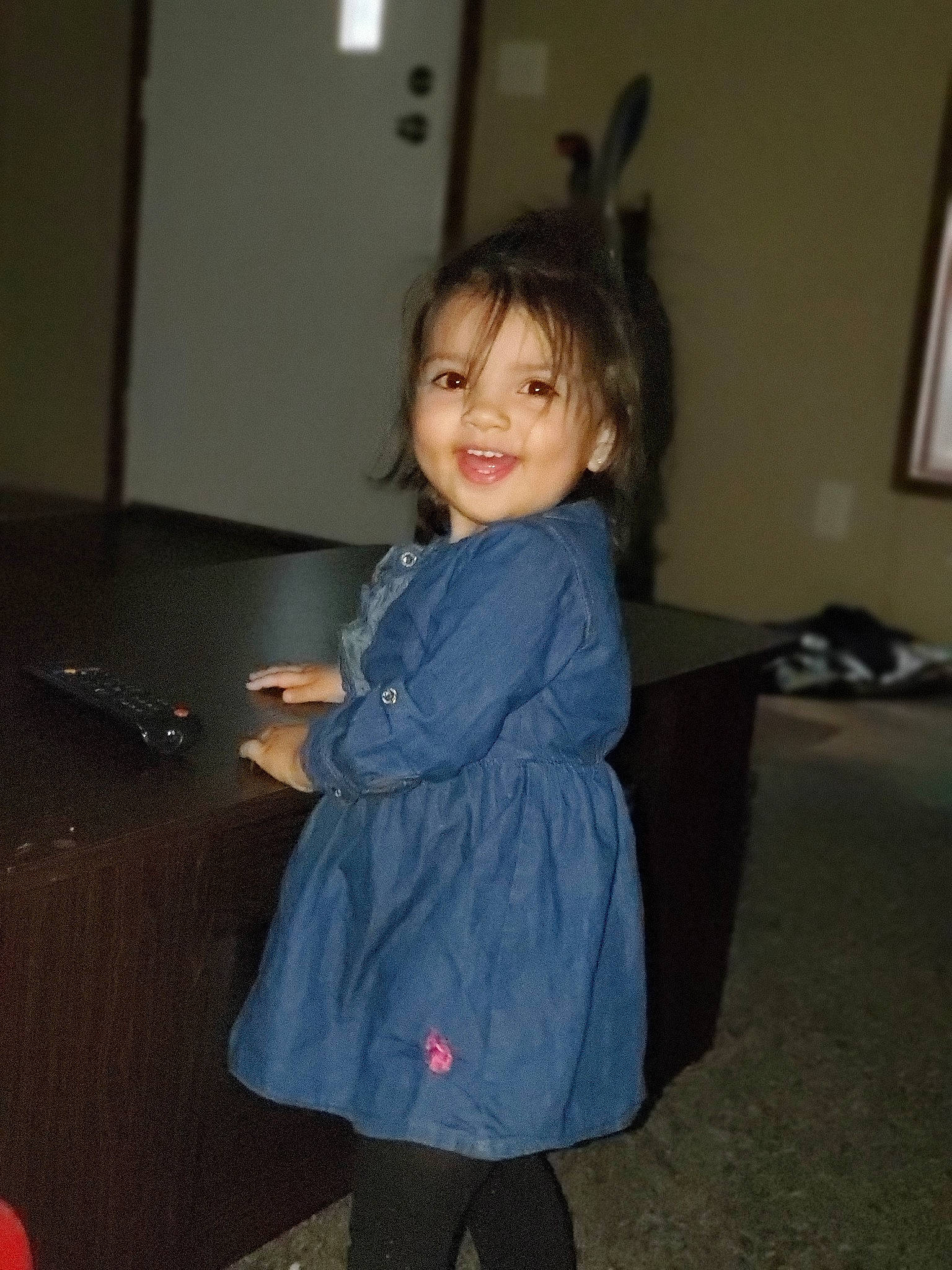 Amyah is registered to the contest to win money with this photo: child, joint, joy, person, shoulder, smile, standing, toddler