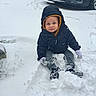 Elias joined the competition — help win amazing prizes! child, toddler, snow, winter, jacket, hood, gloves, sitting, outdoor, cold, footwear, car, snowfall, curious, clothing, parked_car, ground, weather, cute, young