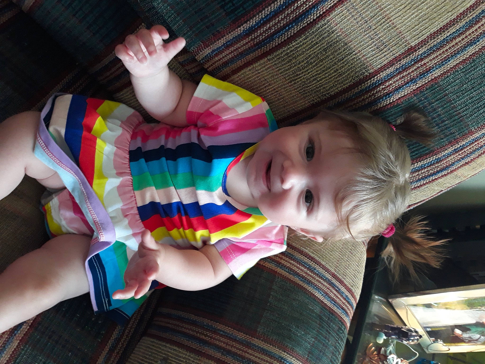 Annebell joined the competition — help win amazing prizes! baby, baby_toddler_clothing, cheek, child, comfort, finger, fun, gesture, happy, human_body, human_leg, iris, joy, mouth, nail, pattern, person, skin, smile, thigh