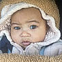 Malone participe au concours pour gagner de l'argent avec cette photo : baby, bear_hood, brown, car_seat, child, closeup, curious_expression, cute, eyes, face, fuzzy_blanket, hood, infant, jacket, plush, portrait, seatbelt, skin, soft_texture, zipper