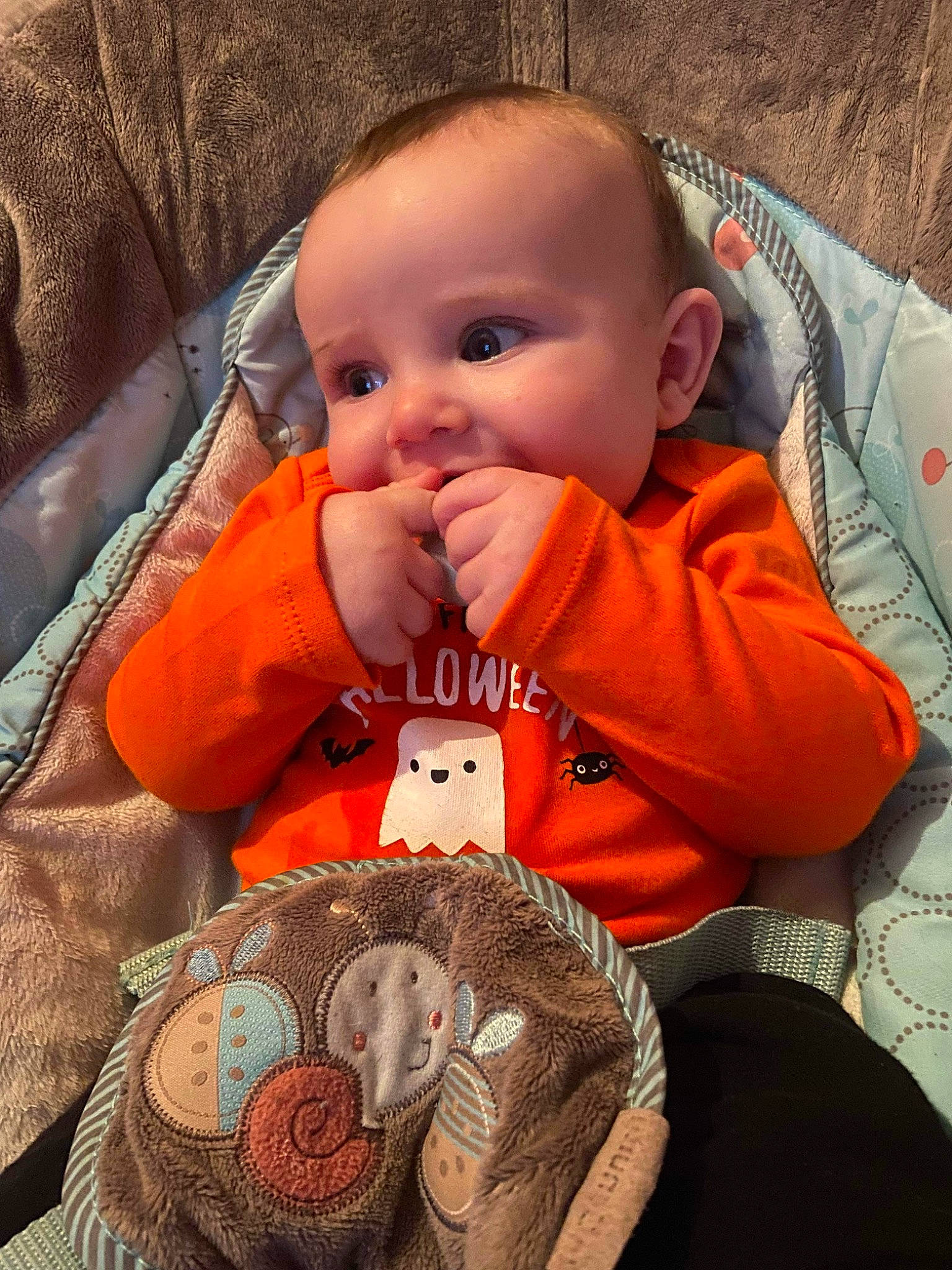 Lucas joined the competition — help win amazing prizes! baby, baby_products, baby_toddler_clothing, cheek, child, comfort, knitting, linens, orange, pattern, person, sitting, skin, sleeve, toddler, visual_arts, wool, woolen