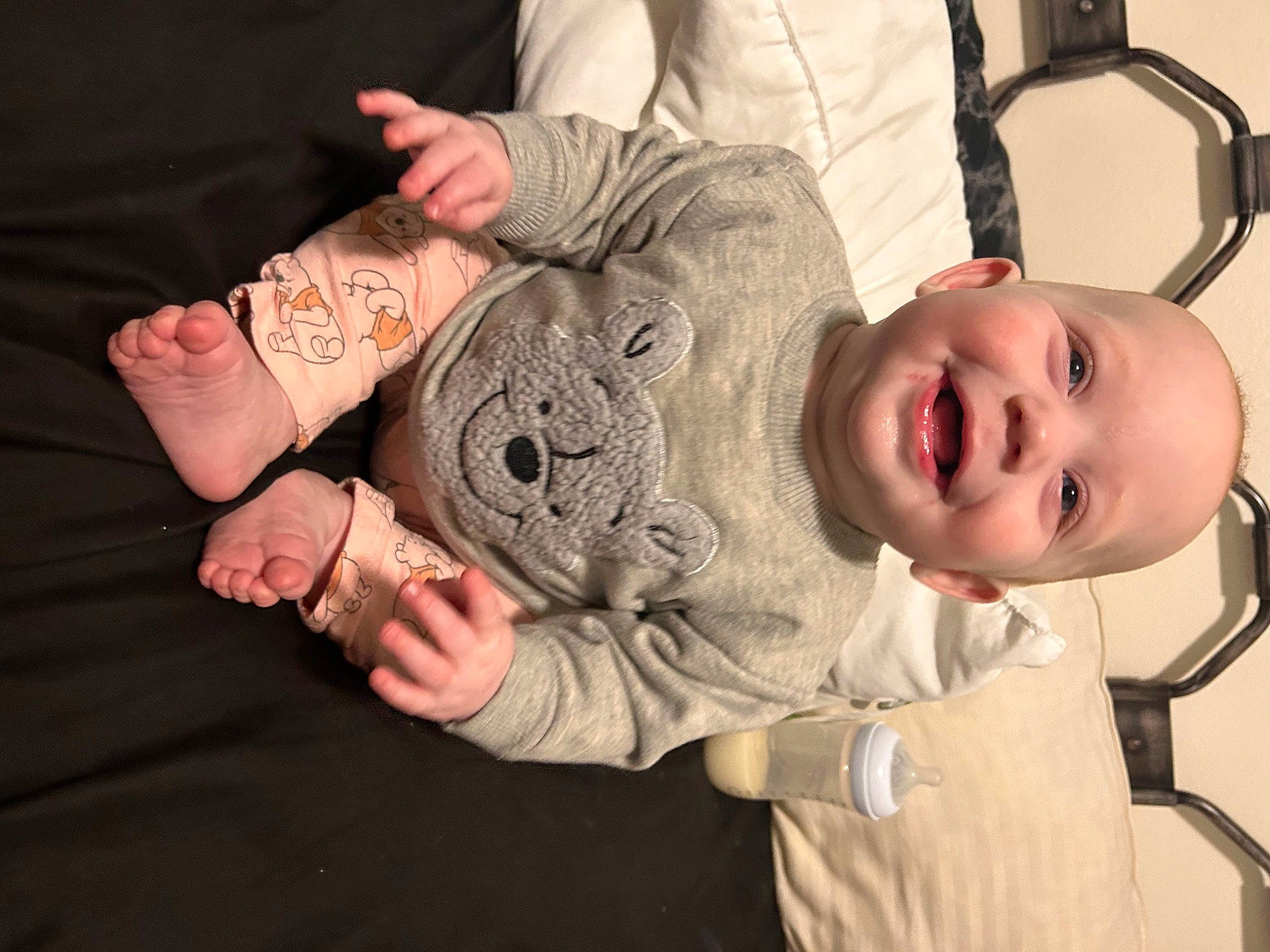 Cora joined the competition — help win amazing prizes! baby, baby_toddler_clothing, cheek, child, comfort, finger, gesture, glasses, hand, happy, human_body, joy, leg, mouth, neck, nose, person, skin, sleeve, smile