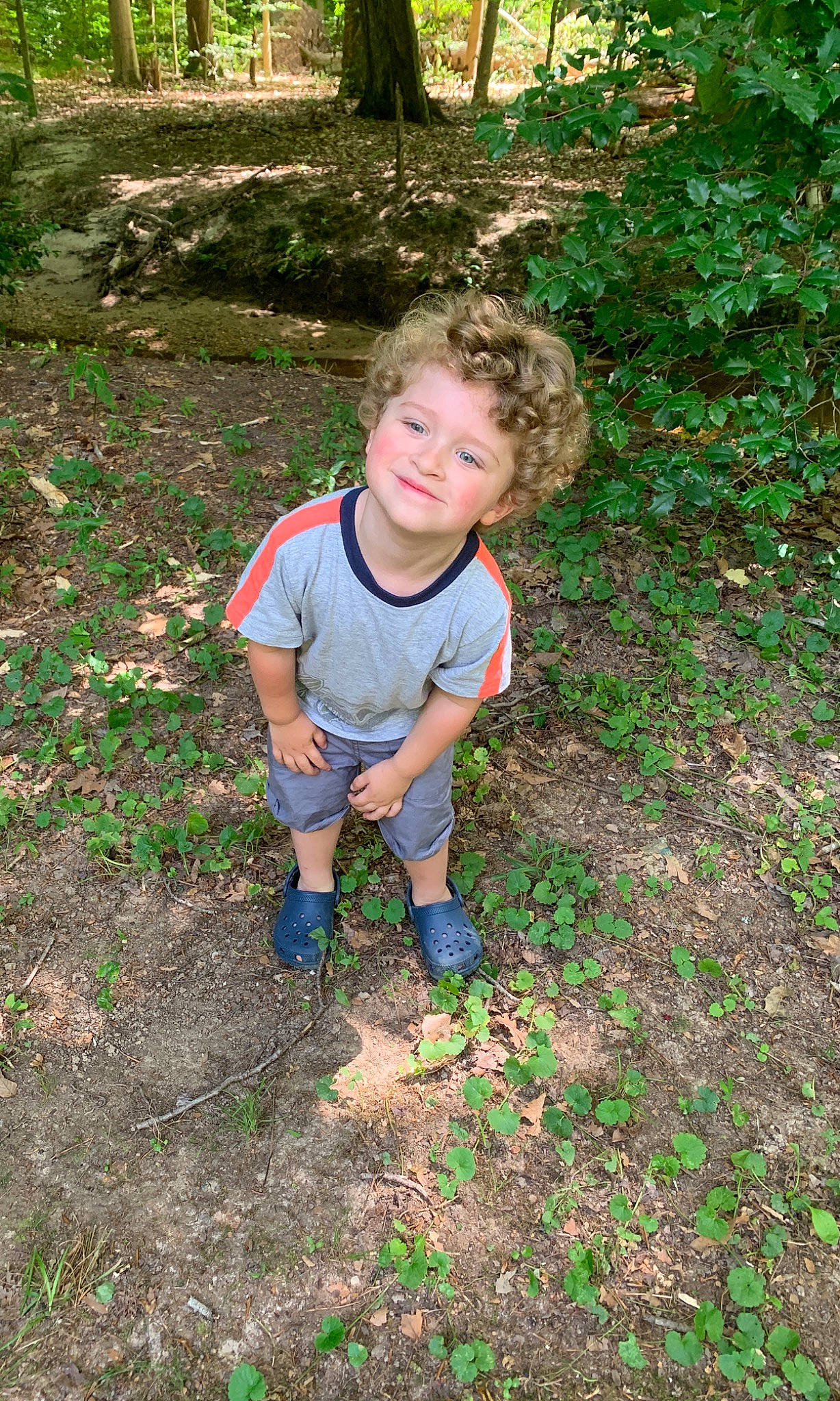 Koen joined the competition — help win amazing prizes! child, fun, grass, jungle, leaf, person, plant, play, smile, soil, toddler, tree, vacation