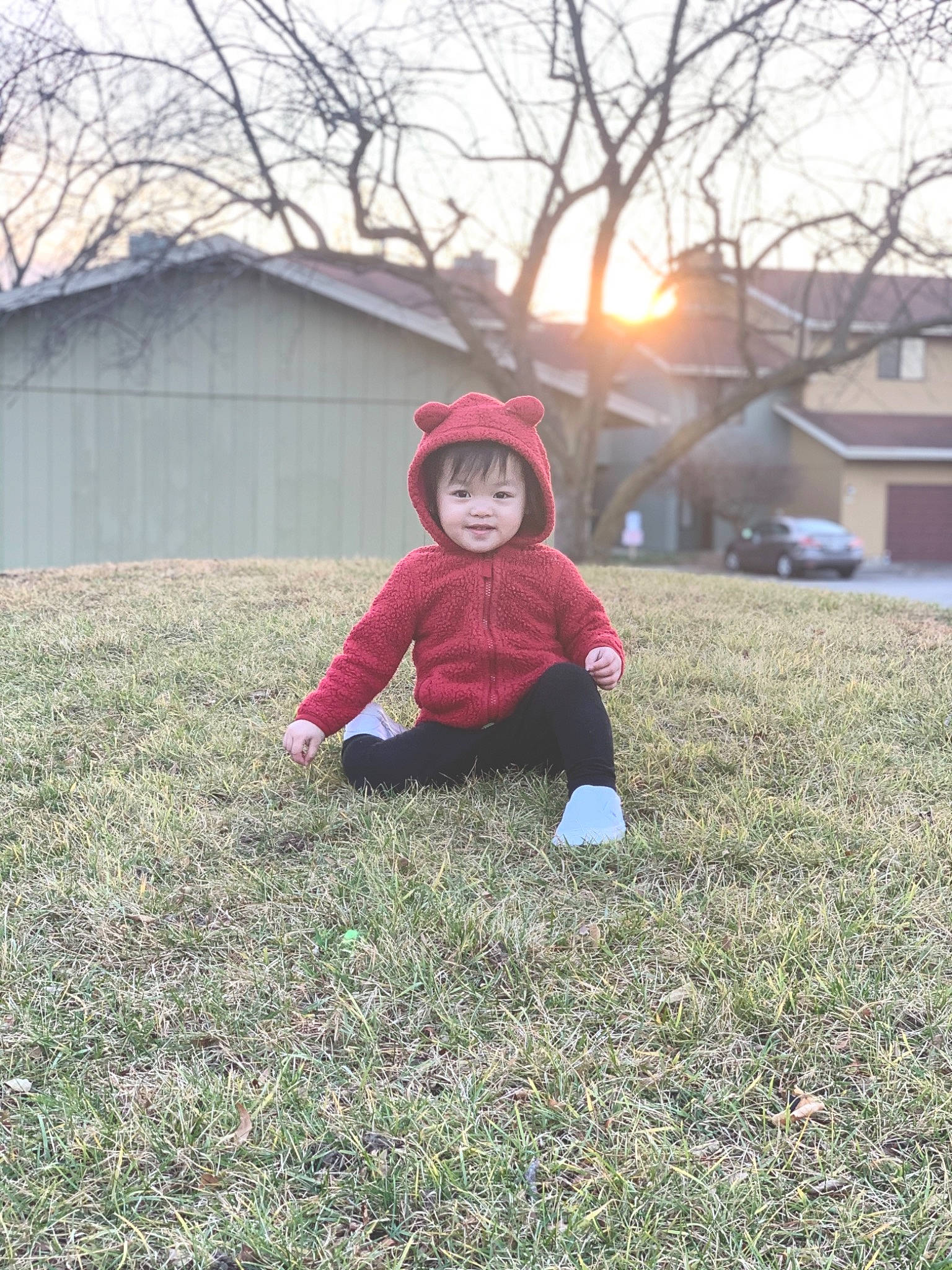 Kassidy joined the competition — help win amazing prizes! baby, baby_toddler_clothing, backyard, child, cottage, grass, home, jacket, joy, lawn, outerwear, person, play, toddler, yard