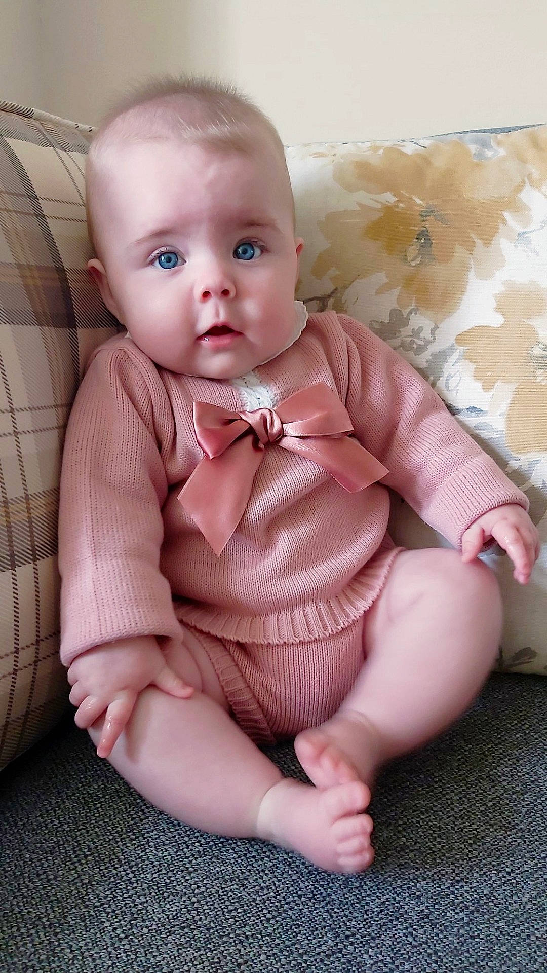 Darci joined the competition — help win amazing prizes! baby, cheek, child, face, person, pink, sitting, skin, surprise, toddler