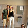 Romy participe au concours pour gagner de l'argent avec cette photo : mirror, selfie, couple, child, girl, indoor, tile_floor, mat, pacifier, toys, casual_clothing, sneakers, shorts, sandals, wall, light, reflection, phone, glasses, smile