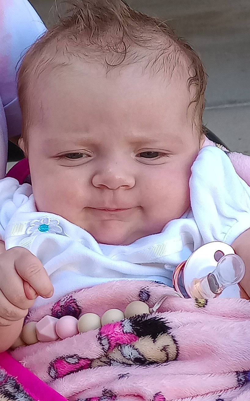 Skyy joined the competition — help win amazing prizes! baby, baby_toddler_clothing, cheek, chin, comfort, eyelash, face, facial_expression, finger, iris, lip, mammal, mouth, nose, person, pink, product, skin, textile, toddler