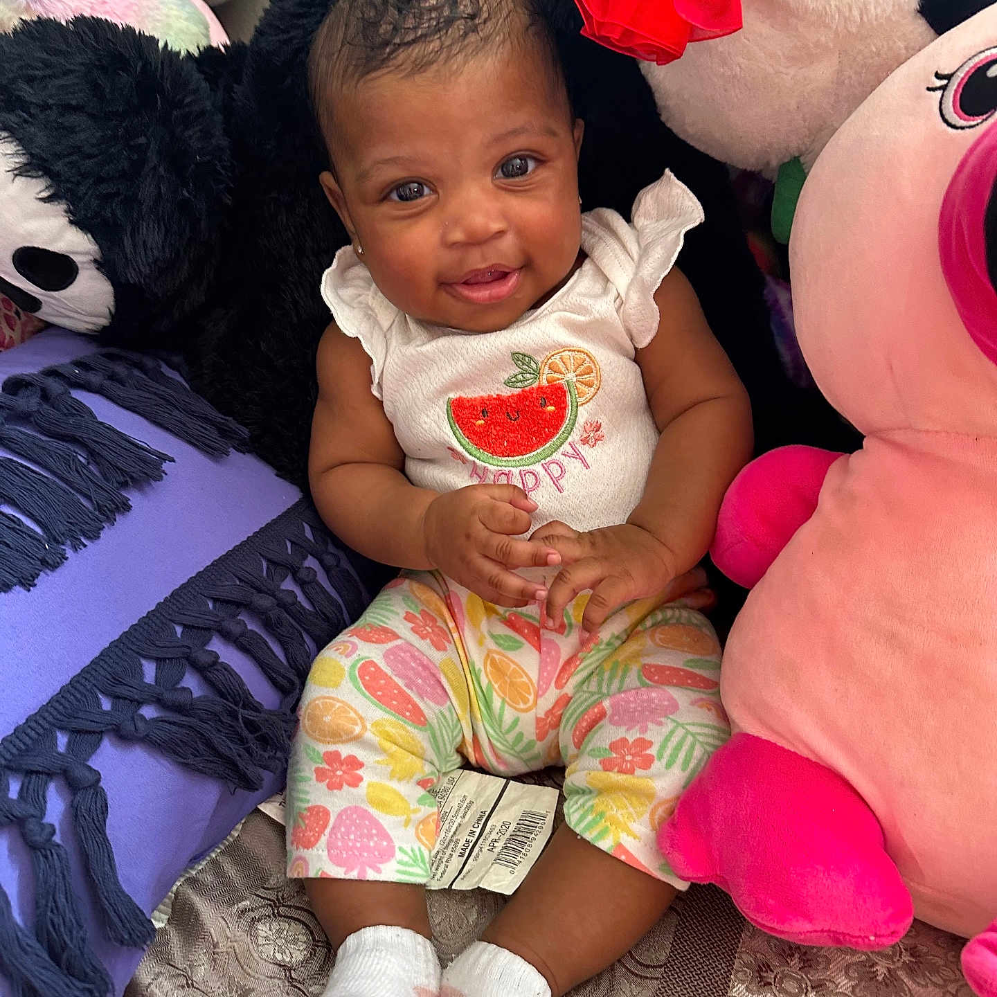 Azariah joined the competition — help win amazing prizes! baby, babylaughing, ball, clothing, curlyhair, cushion, face, football, hair, happy, head, homedecor, hosiery, person, photography, portrait, sitting, sleeve, smile, sock