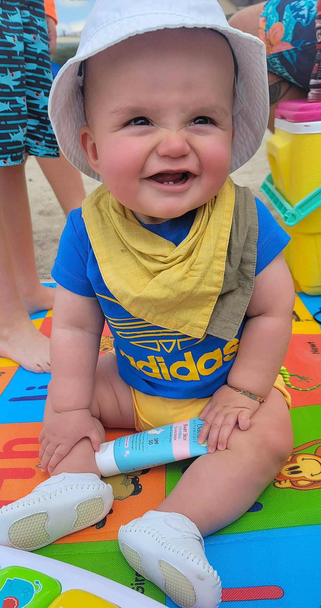 Iker joined the competition — help win amazing prizes! baby, baby_toddler_clothing, blue, child, face, fun, happy, headwear, leisure, person, photograph, product, shorts, skin, sleeve, smile, snapshot, summer, textile, thigh