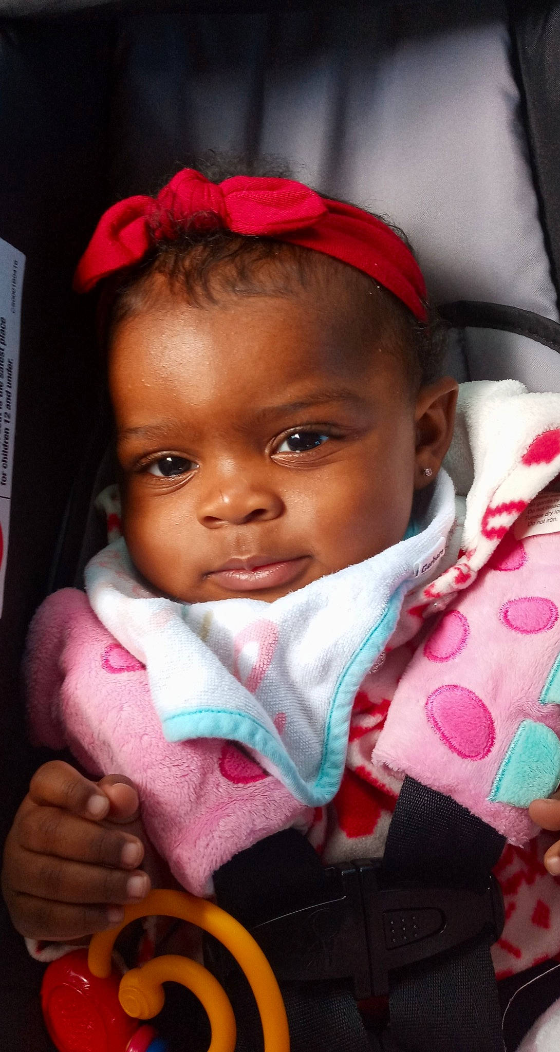 Aaliyah joined the competition — help win amazing prizes! baby, baby_products, cheek, child, ear, eye, face, forehead, hair_accessory, head, lip, nose, person, pink, product, skin, smile, toddler