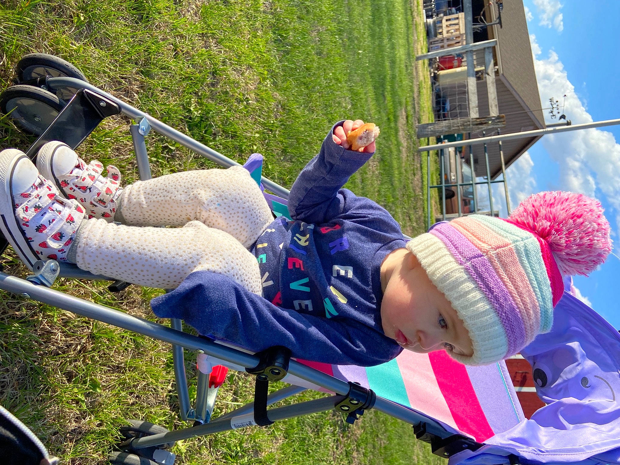 Astrid joined the competition — help win amazing prizes! adventure, child, city, clothing, cloud, fun, grass, green, hat, headwear, jeans, leisure, outdoor_play_equipment, person, plant, pole, public_event, recreation, shoe, sky