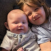 Aiden is registered to the contest to win money with this photo: baby, bodypart, clothing, couch, face, finger, furniture, hand, happy, head, laughing, newborn, pants, people, person, photography, portrait, selfie, smile, t_shirt