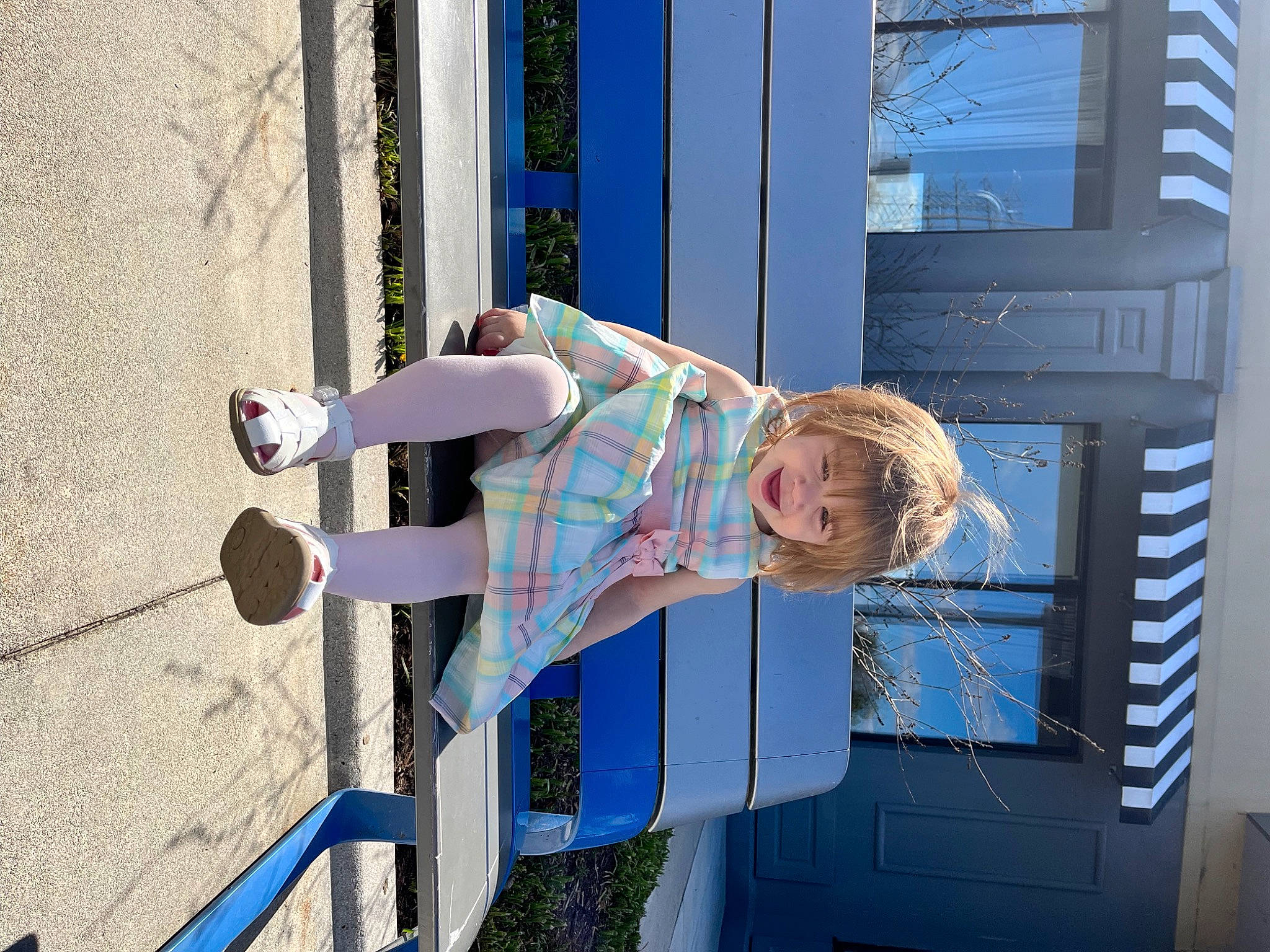 Royal is registered to the contest to win money with this photo: blue, child, door, electric_blue, facade, fun, leisure, person, smile, toddler, walking_shoe