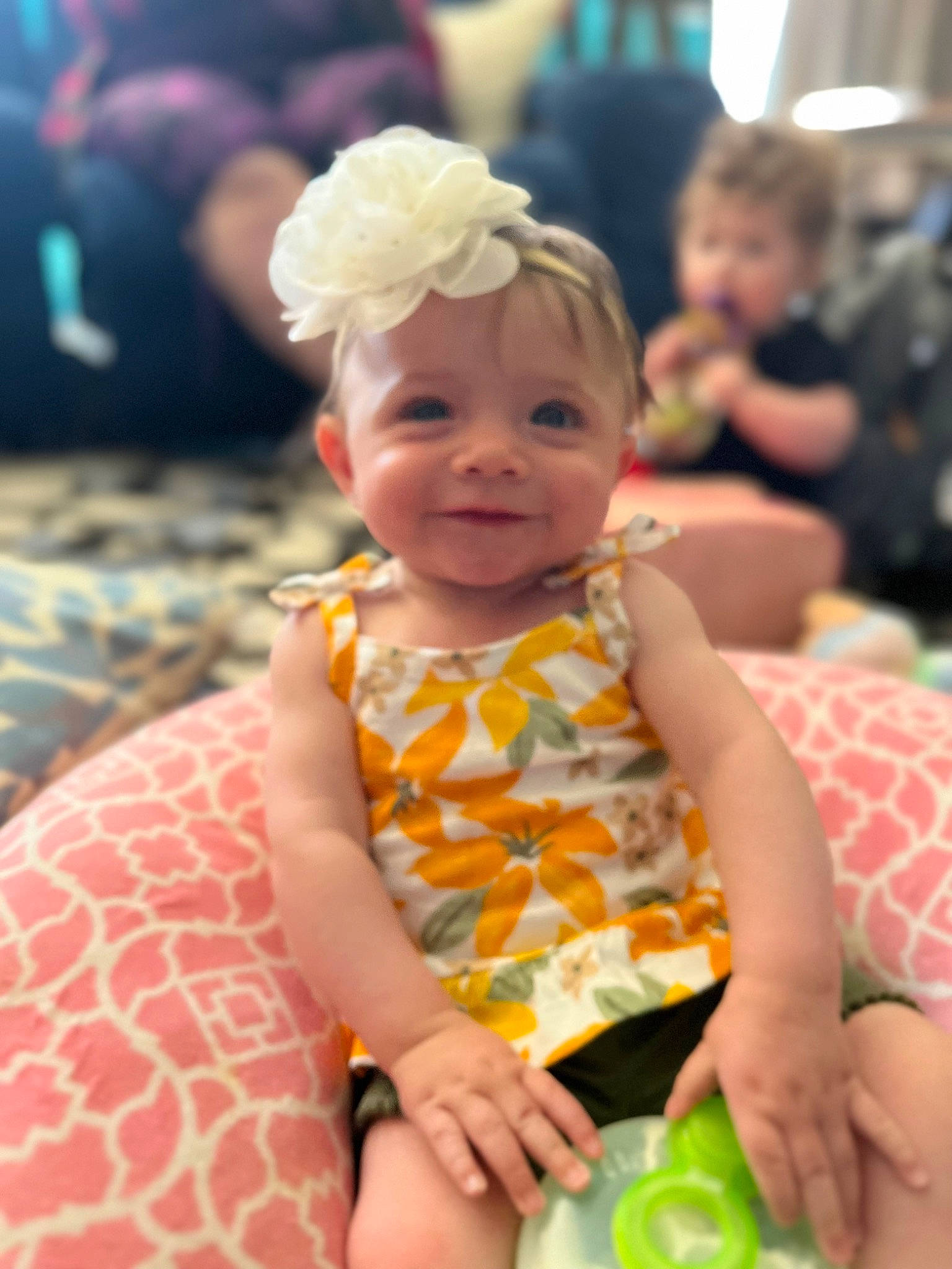Brinley joined the competition — help win amazing prizes! baby, baby_toddler_clothing, blurred, cheek, child, fun, green, happy, hat, head, iris, joy, leisure, people, person, photograph, pink, purple, skin, smile