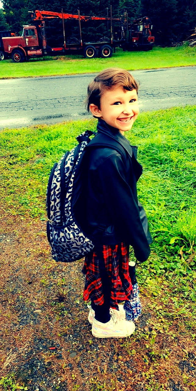 Aleeah joined the competition — help win amazing prizes! child, cool, electric_blue, fun, grass, green, happy, joy, leaf, outerwear, pattern, people_in_nature, person, plaid, sleeve, smile, street_fashion, tartan, tire, toddler