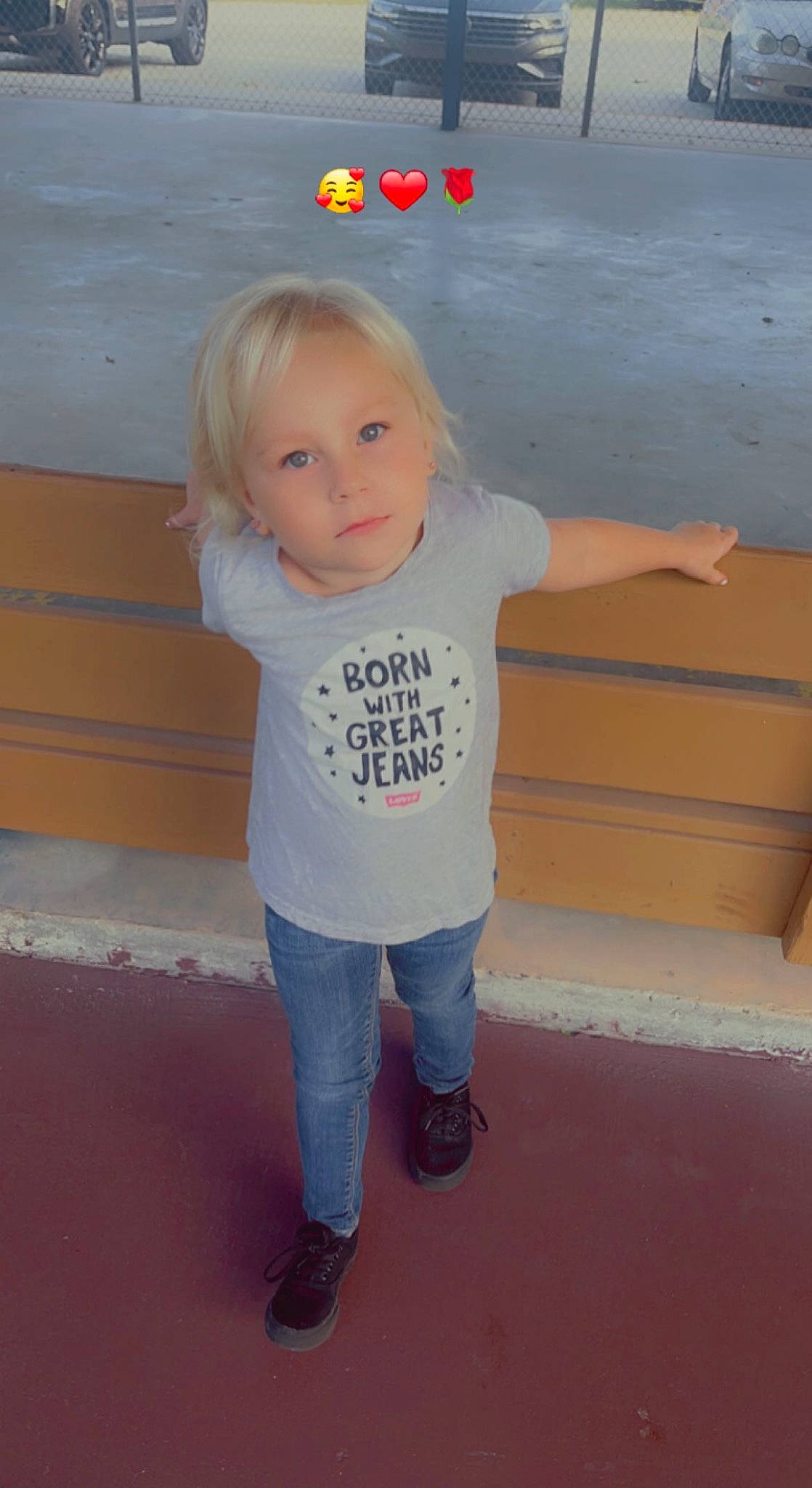 Brookelyn joined the competition — help win amazing prizes! baby_toddler_clothing, cheek, child, denim, elbow, electric_blue, flooring, fun, hair, happy, head, human_leg, jeans, knee, person, sleeve, standing, t_shirt, toddler, waist