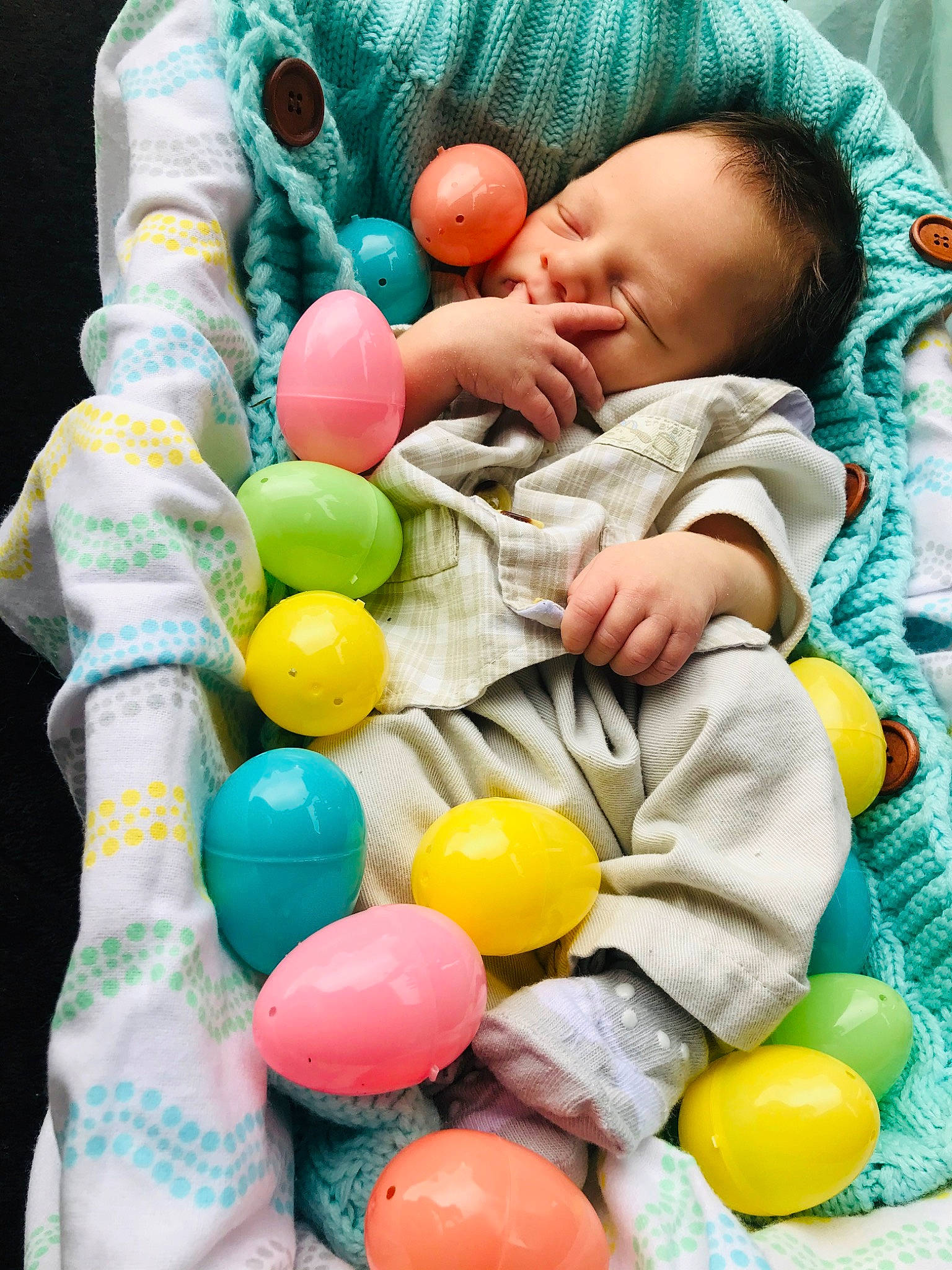 Malikai joined the competition — help win amazing prizes! baby, baby_toys, child, easter, easter_egg, food, person, play, toddler