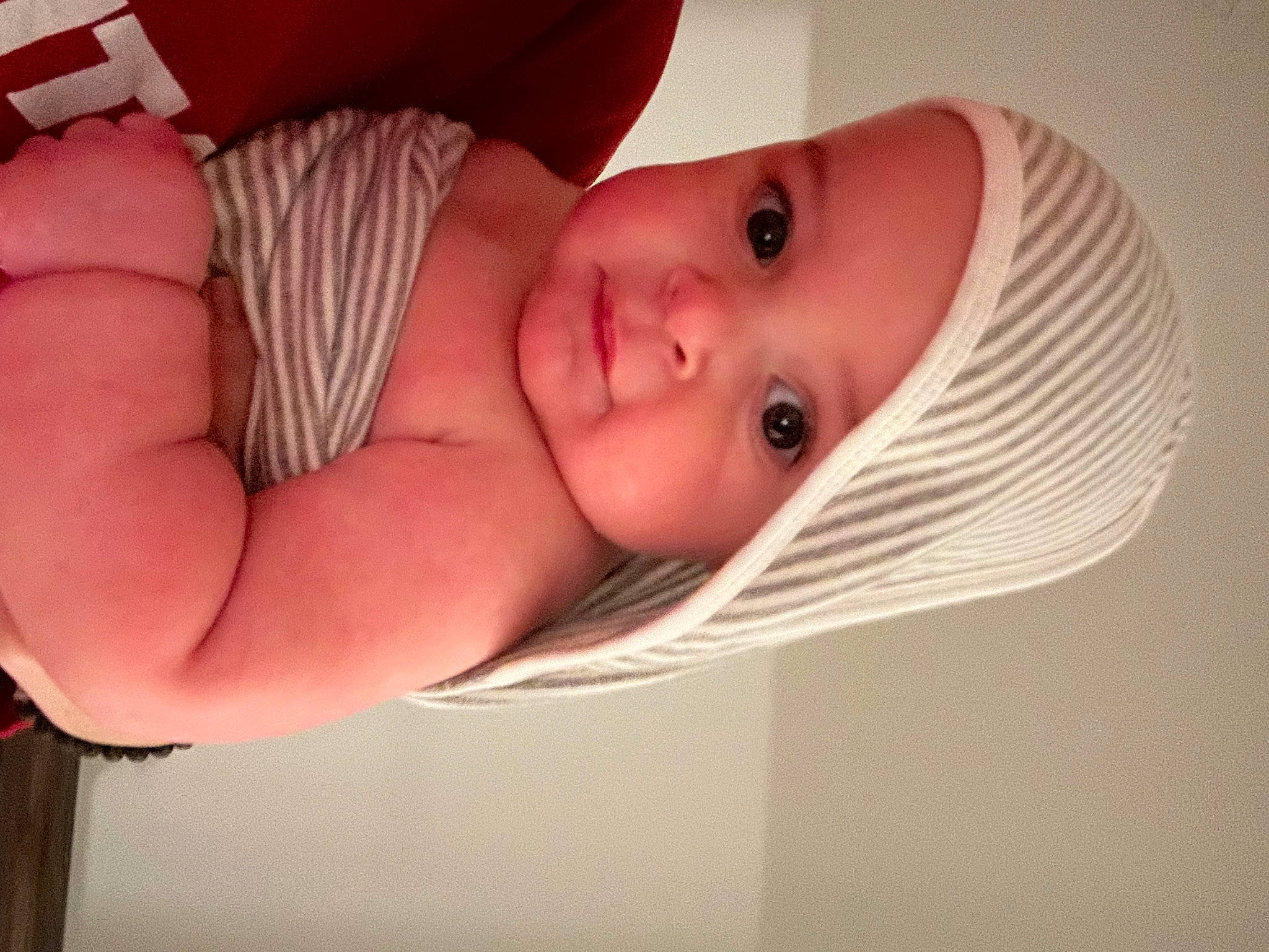 Brody joined the competition — help win amazing prizes! arm, baby, baby_products, baby_toddler_clothing, cheek, child, comfort, eye, eyebrow, eyelash, head, headgear, headwear, human_body, iris, linens, lip, neck, nose, person