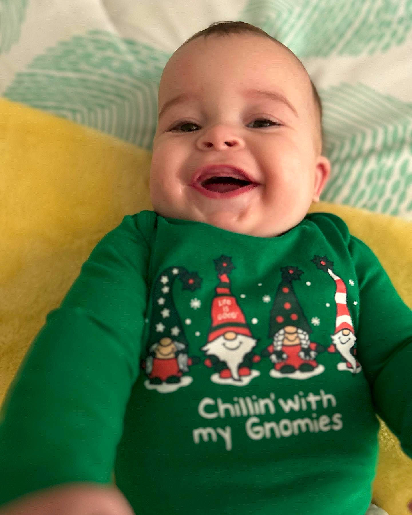 Brody is registered to the contest to win money with this photo: baby, baby_laughing, baby_products, baby_toddler_clothing, bib, cheek, child, chin, comfort, happy, linens, neck, nose, outerwear, person, skin, sleeve, smile, t_shirt, textile