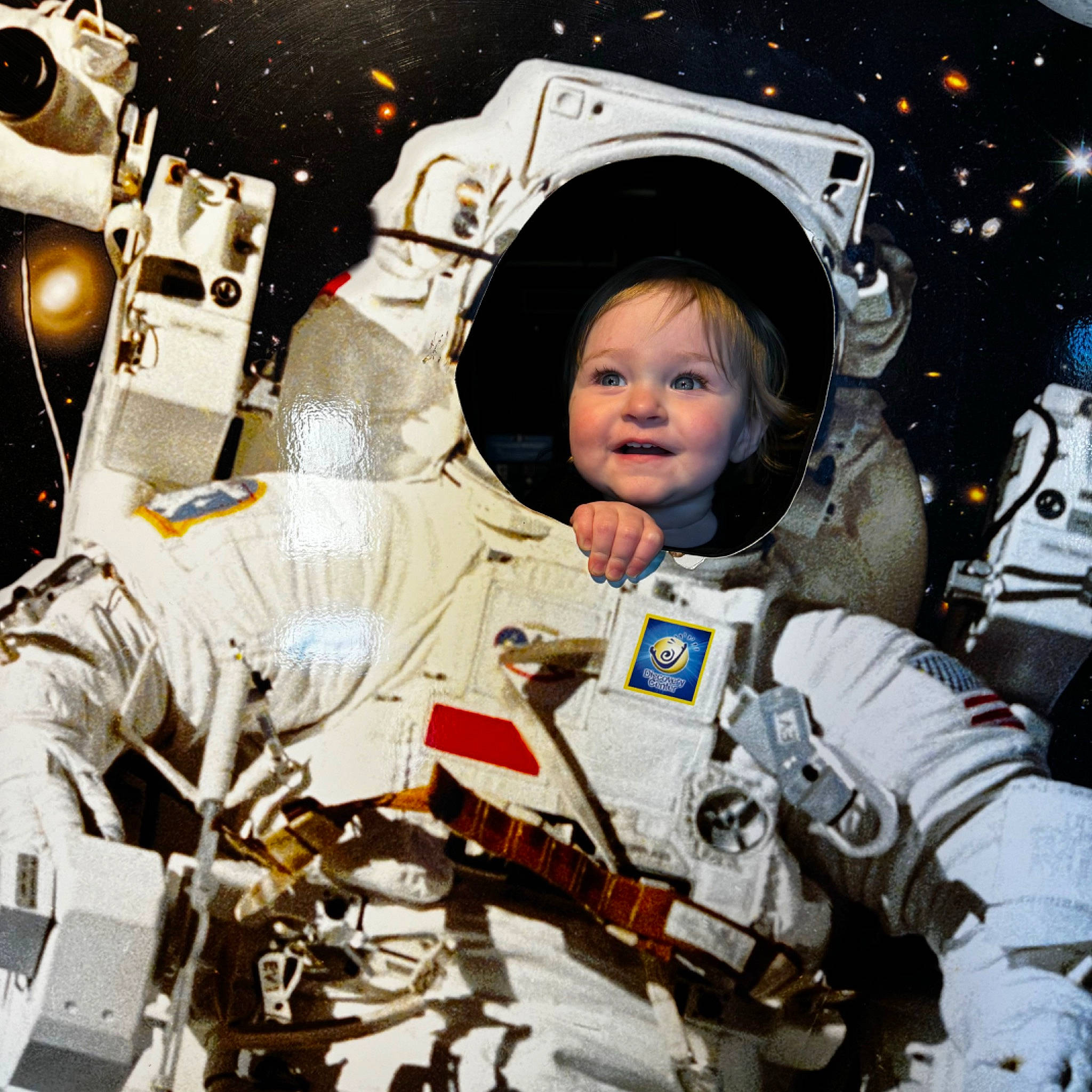Ensley joined the competition — help win amazing prizes! aerospace_engineering, astronaut, astronomer, auto_part, child, engineering, flash_photography, fun, happy, joy, machine, person, personal_protective_equipment, science, smile, snapshot, space, space_shuttle, spacecraft, toddler