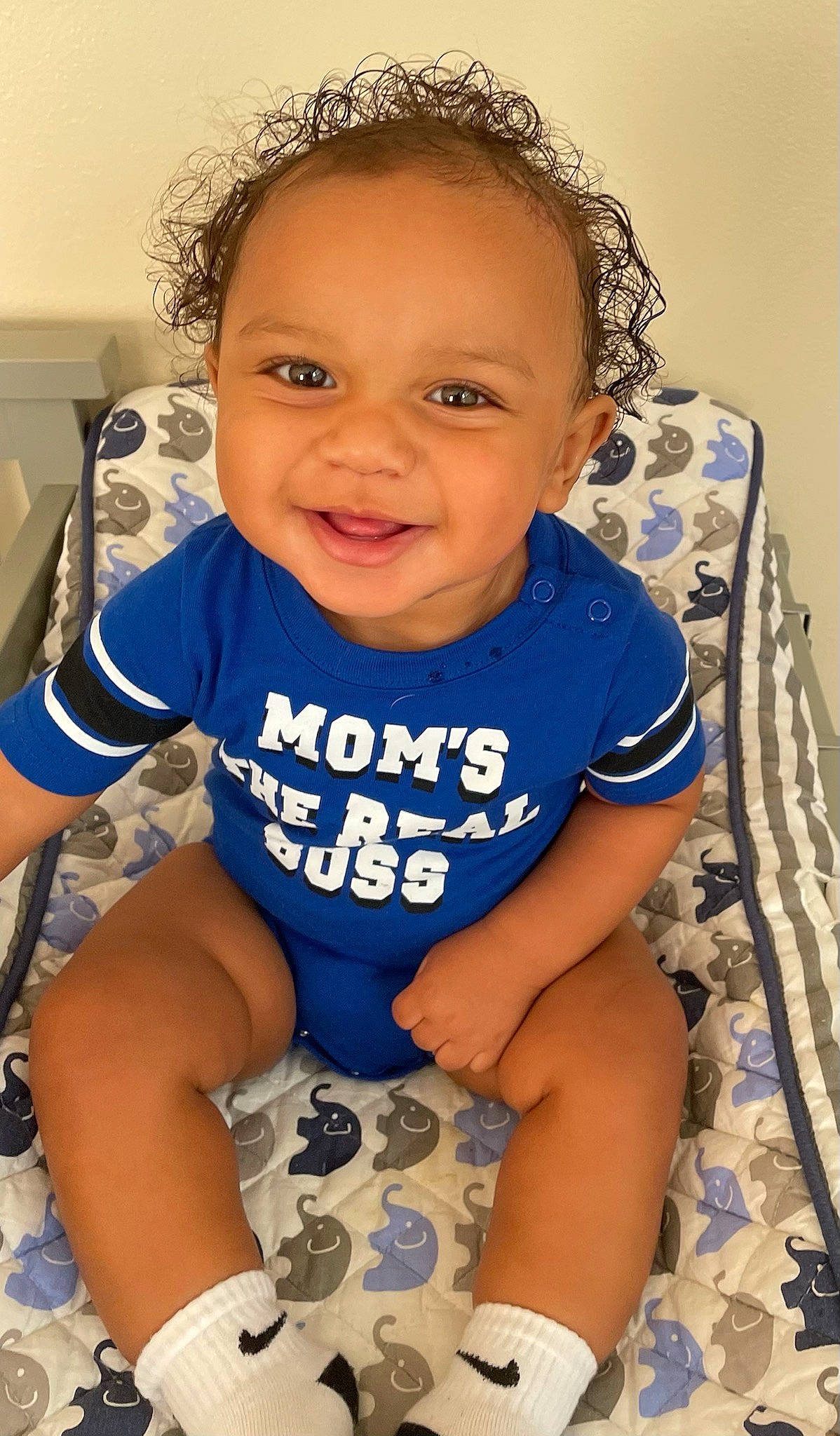 Cash is registered to the contest to win money with this photo: azure, baby_toddler_clothing, cheek, chin, eye, face, finger, hair, happy, head, human_body, iris, joy, mouth, neck, nose, person, product, shoulder, skin