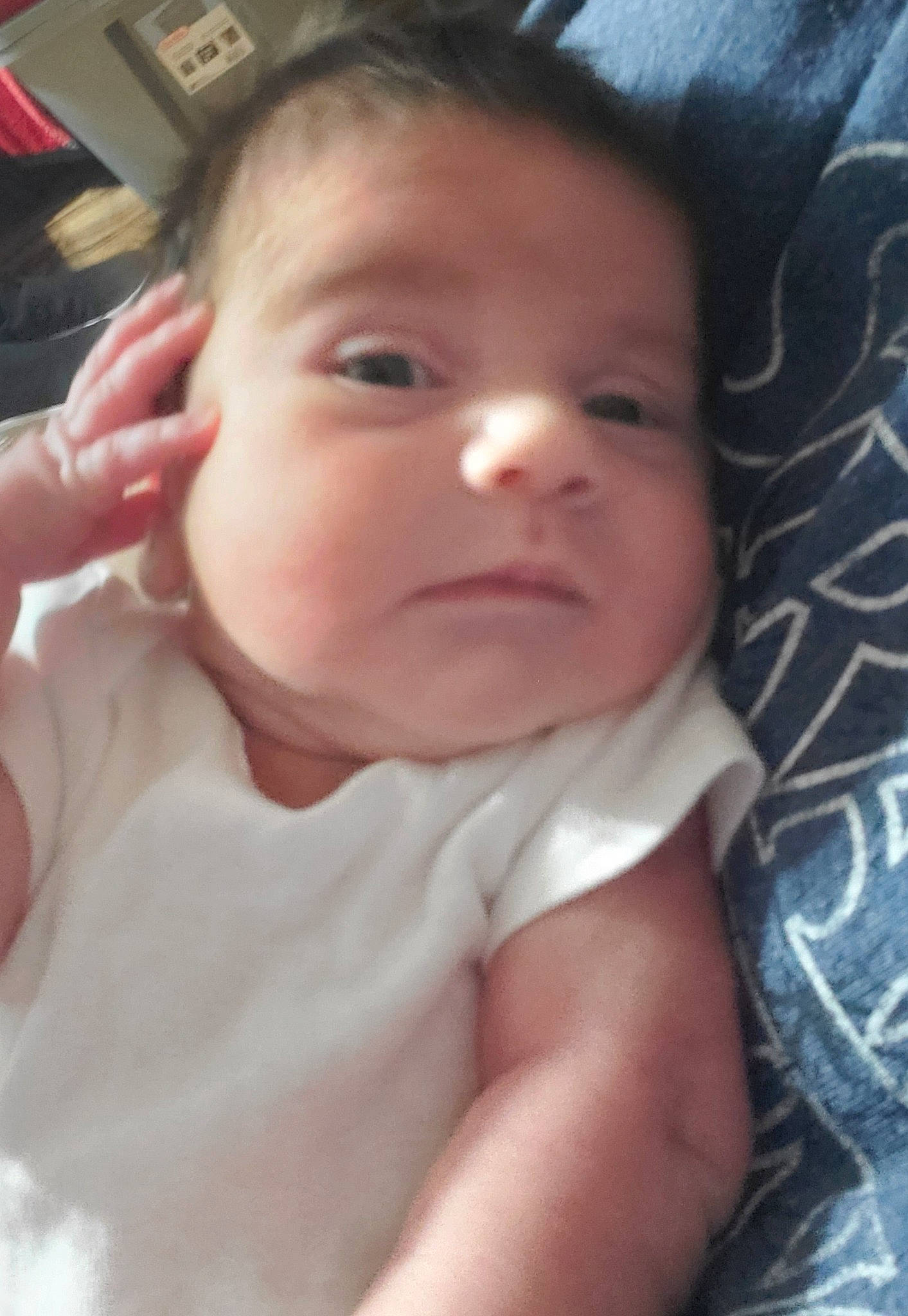 Kara is registered to the contest to win money with this photo: baby, baby_toddler_clothing, cheek, comfort, ear, eyelash, finger, forehead, gesture, happy, iris, jaw, lip, mouth, neck, nose, person, skin, sleeve, thumb