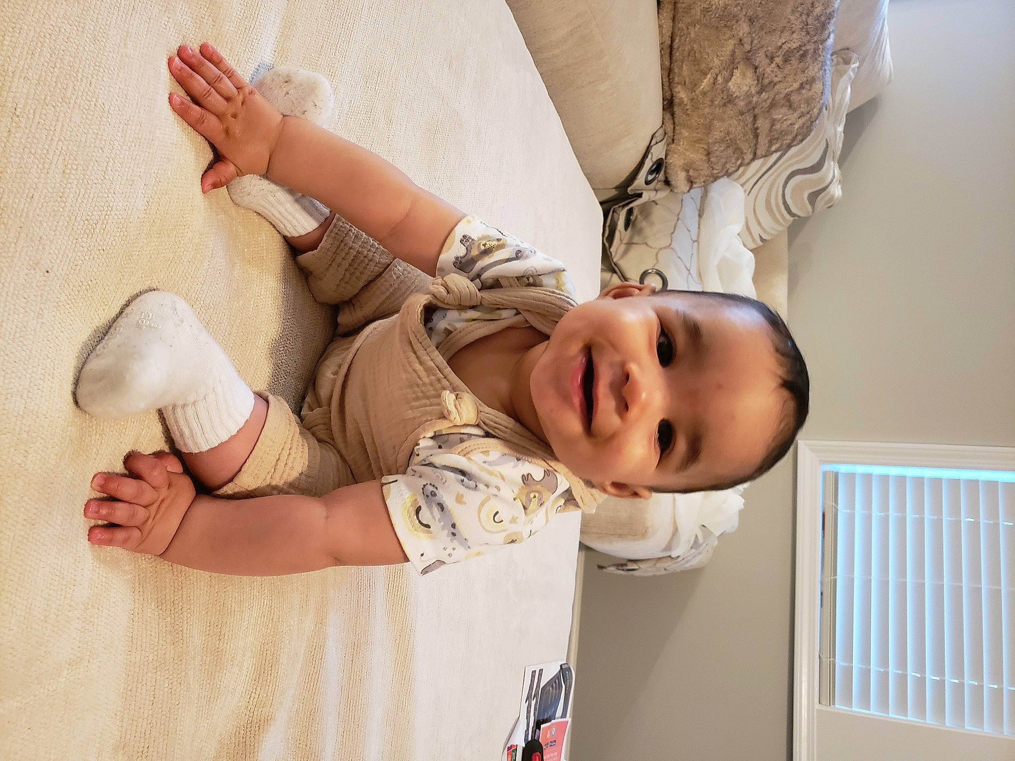 Roy joined the competition — help win amazing prizes! arm, baby, baby_products, baby_toddler_clothing, child, comfort, eye, face, gesture, hand, happy, human_leg, joy, knee, leg, person, skin, sleeve, smile, thigh