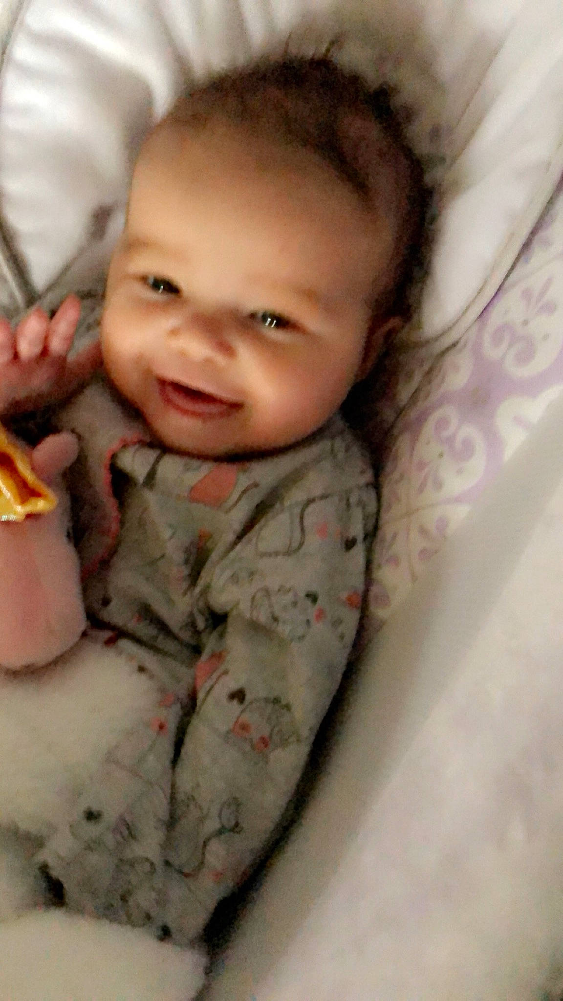 Alyvia is registered to the contest to win money with this photo: cheek, child, eye, girl, head, infant, iris, nose, person, product, skin, smile, toddler