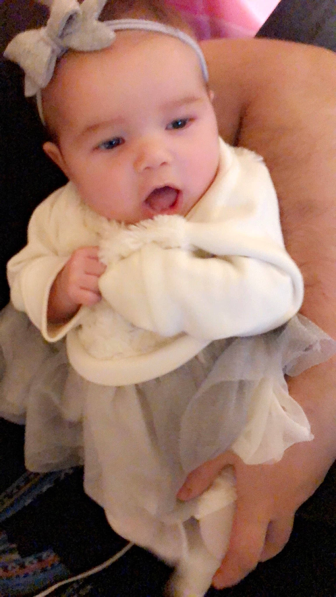 Alyvia joined the competition — help win amazing prizes! cheek, child, finger, girl, hair_accessory, hand, head, human_hair_color, infant, iris, nose, person, product, skin, smile, toddler