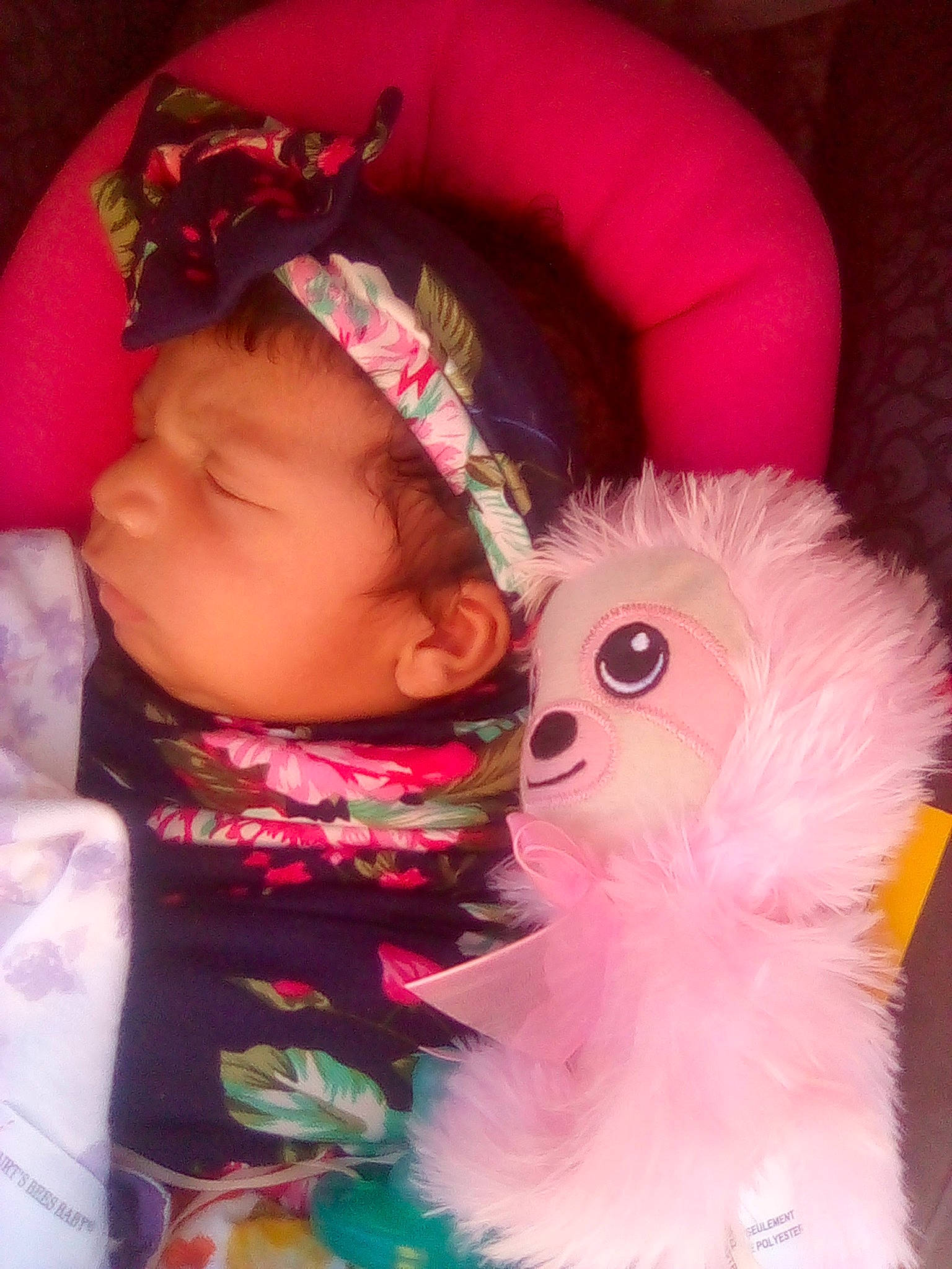 Rashelly is registered to the contest to win money with this photo: baby, baby_products, baby_toddler_clothing, bedtime, cap, child, comfort, event, fun, fur, head, linens, magenta, nose, person, pink, plush, skin, stuffed_toy, toddler