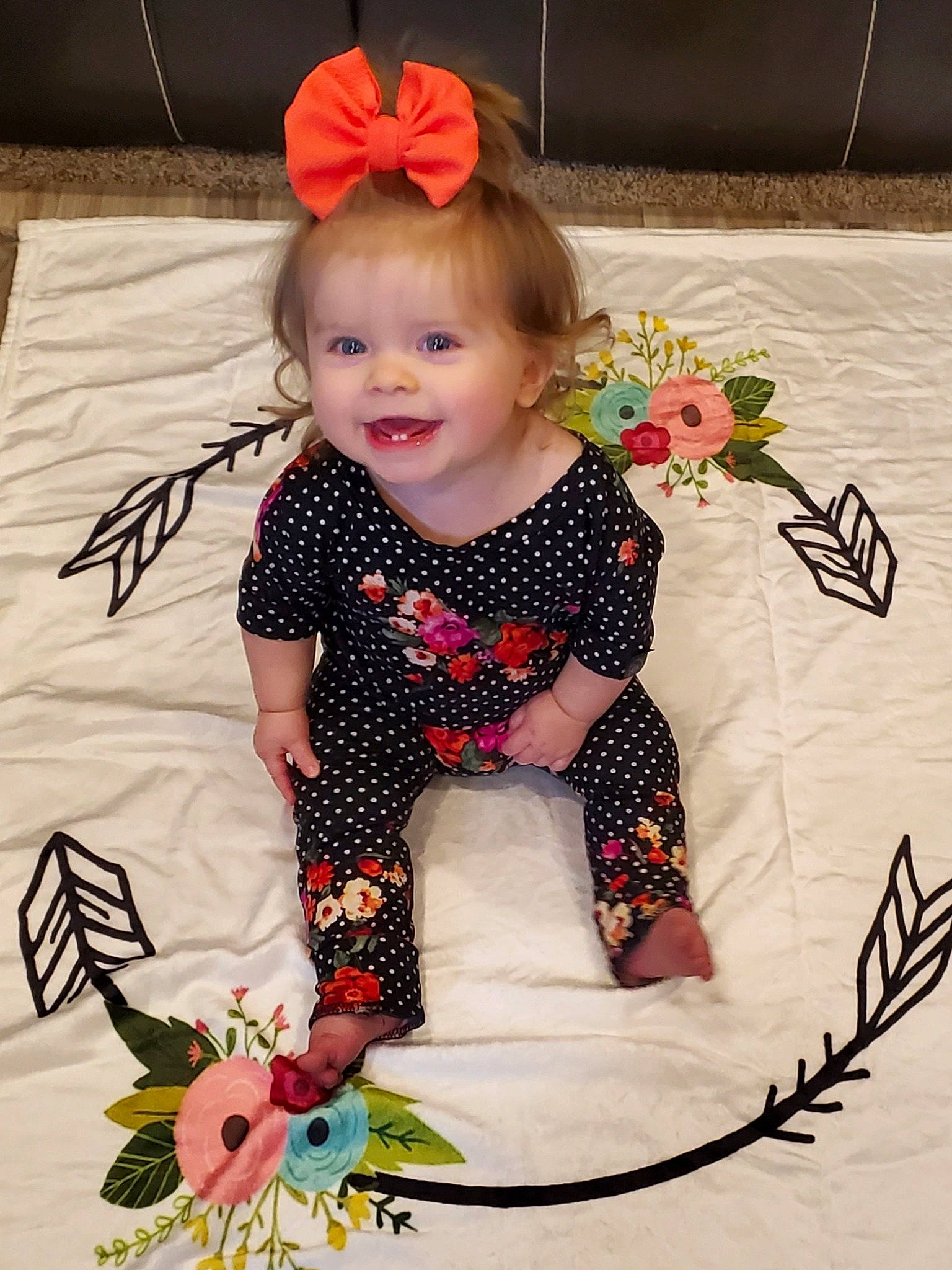 Kinslee is registered to the contest to win money with this photo: baby, baby_bloomers, baby_products, baby_toddler_clothing, child, costume, costume_accessory, fashion_accessory, fawn, hair_accessory, headband, joy, pattern, person, plant, product, sleeve, toddler