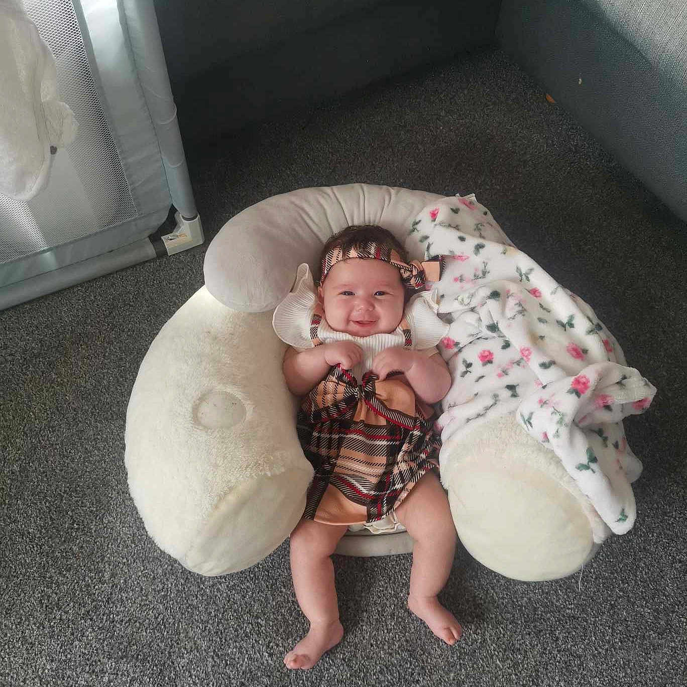 Ruby-Jane joined the competition — help win amazing prizes! baby, bed, bedroom, blanket, couch, crib, cushion, face, furniture, head, homedecor, indoors, infantbed, newborn, person, photography, pillow, portrait, room, sleeping