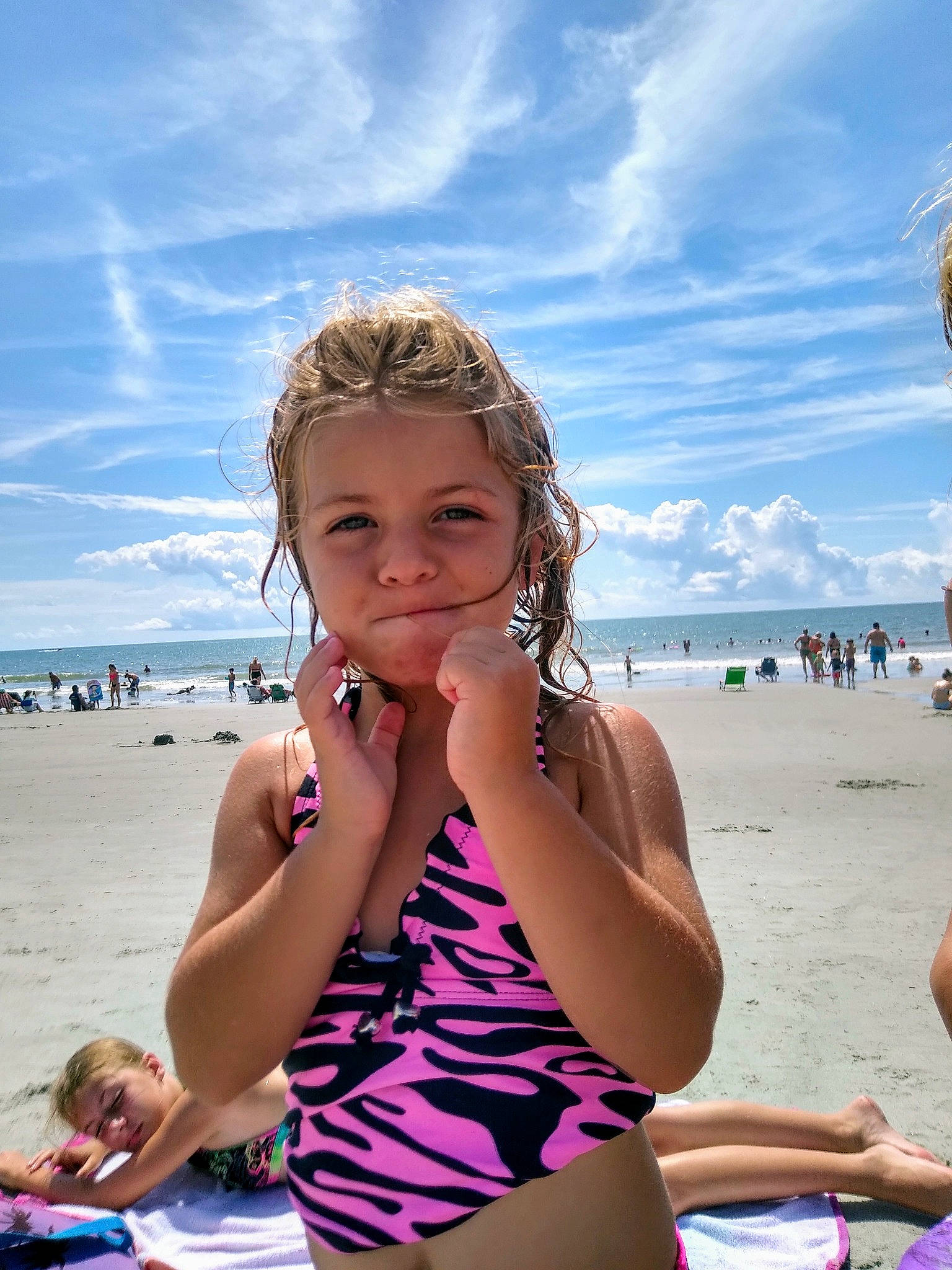 Macie joined the competition — help win amazing prizes! beach, blue, body_of_water, brassiere, cloud, fun, hairstyle, happy, leisure, people_on_beach, person, sand, sky, summer, sunlight, swimsuit_top, swimwear, thigh, travel, undergarment