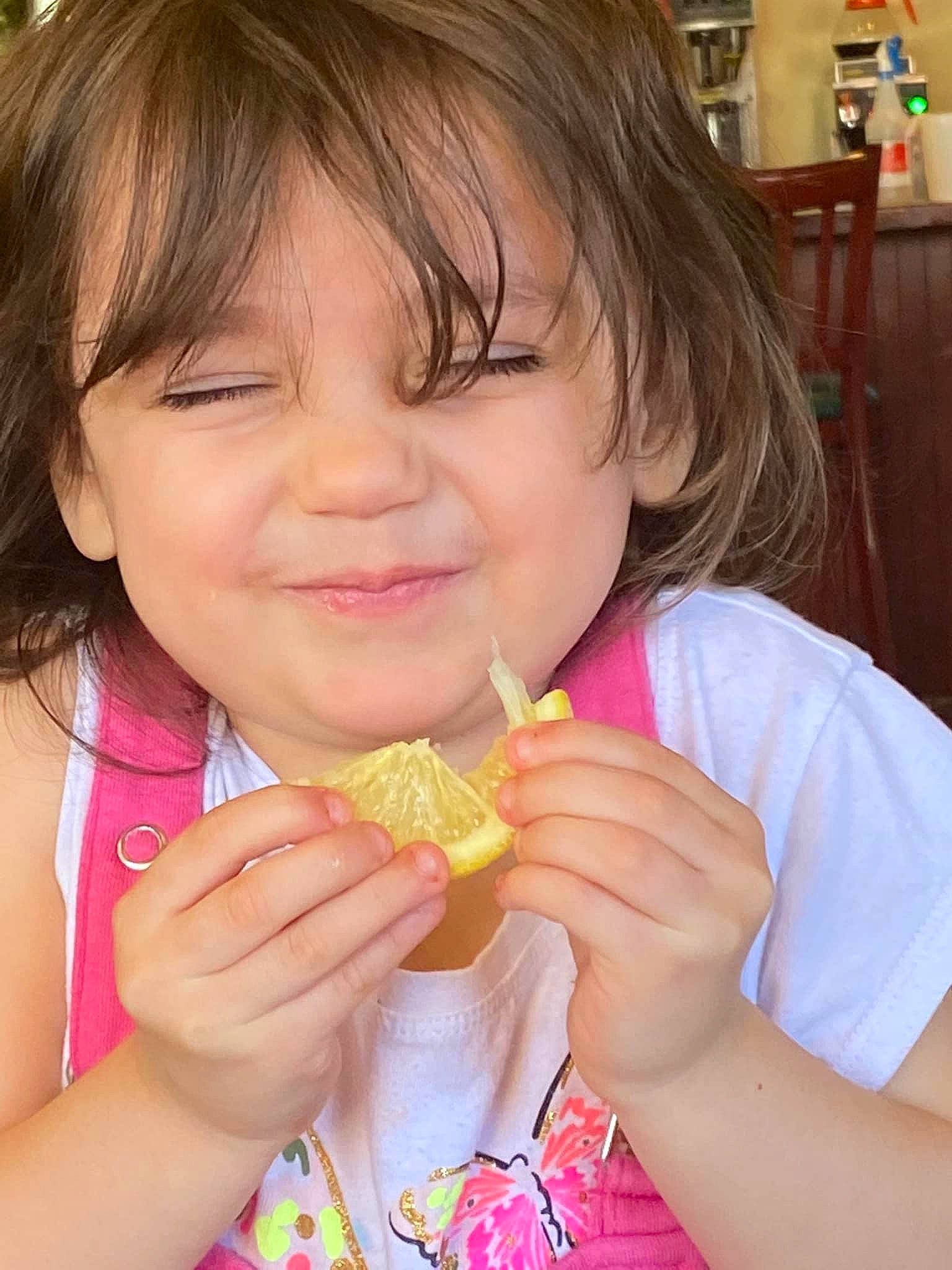 Kendall is registered to the contest to win money with this photo: cheek, chin, cuisine, dish, eyelash, finger, food, food_craving, gesture, hand, happy, joy, lip, mouth, nose, person, pink, skin, smile, tableware